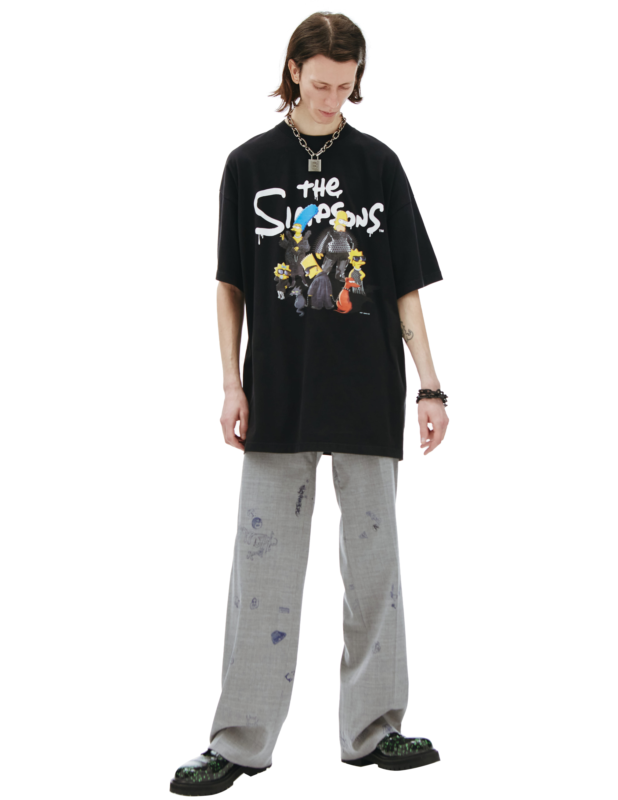 Оверсайз футболка с принтом Симпсоны Balenciaga 676589/TLVG7/1000, размер 5;4;3;2