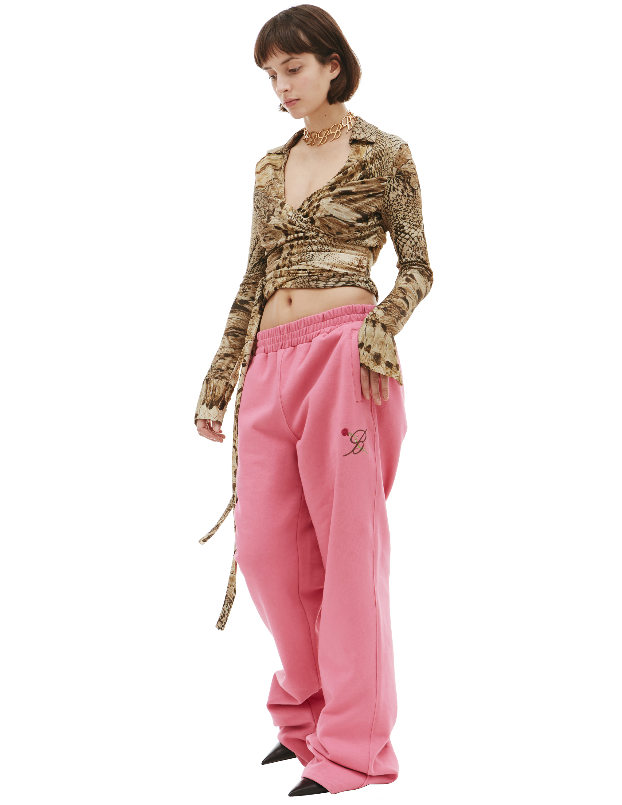 Спортивные брюки с вышитым логотипом Blumarine 24/2/2F010A/pink, размер L 24/2/2F010A/pink - фото 2