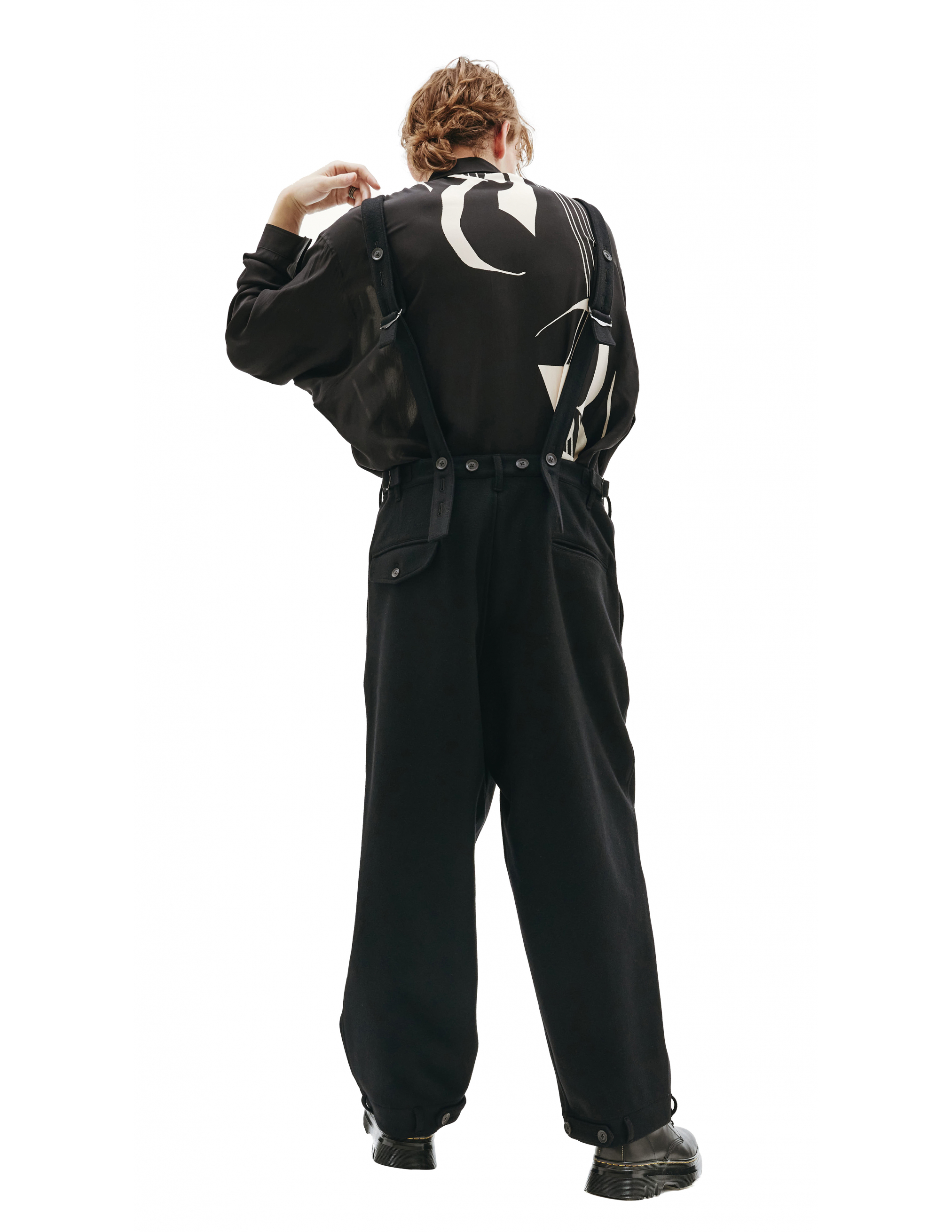 Шерстяные брюки с подтяжками Yohji Yamamoto HX-P62-122-1, размер 3;4 - фото 4