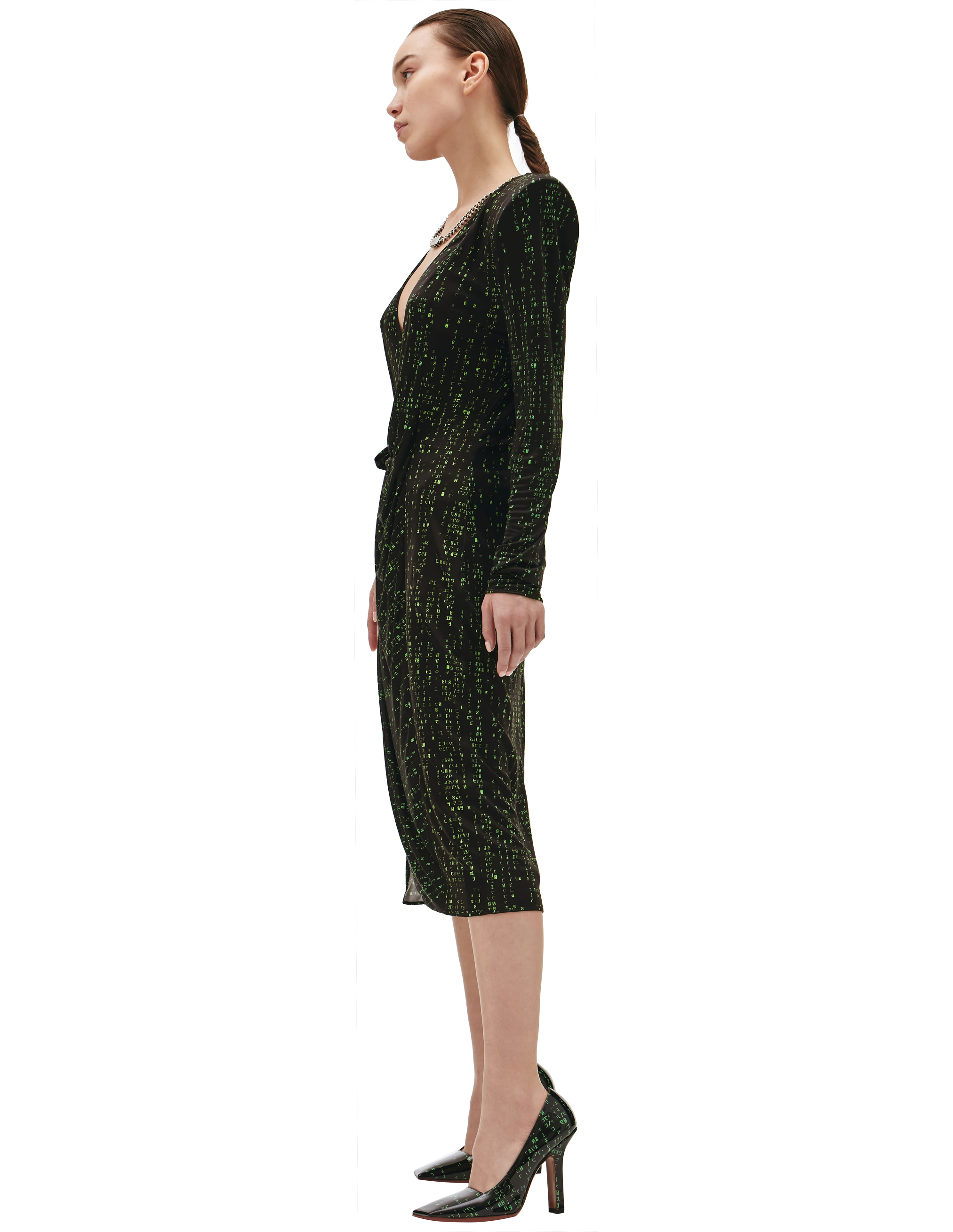 Платье с объемными плечами и принтом матрица VETEMENTS WE52DR880G/1636, размер M;L WE52DR880G/1636 - фото 2
