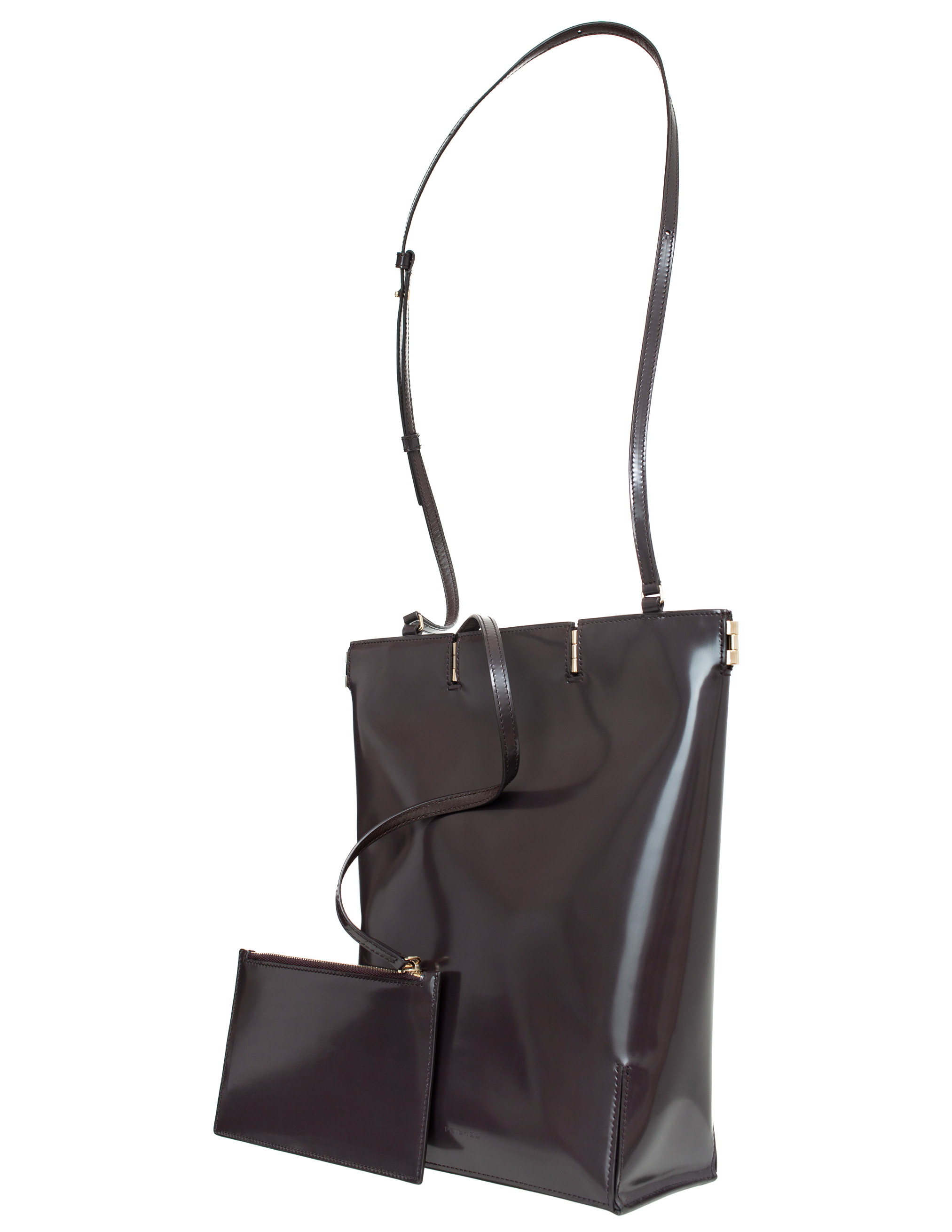 Сумка Hinged из лакированной кожи PETER DO PD/FW22/804/brown, размер One Size