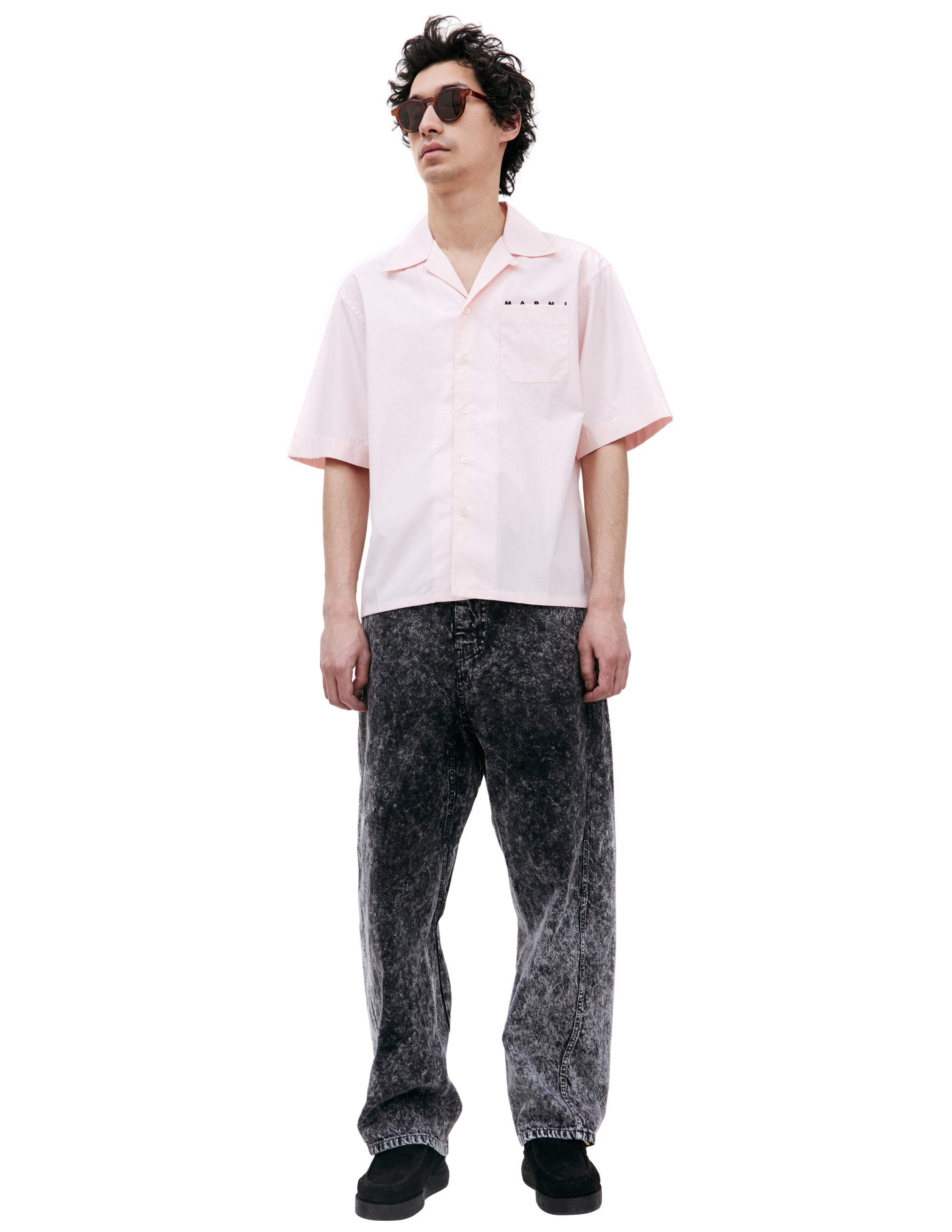 Хлопковая рубашка с коротким рукавом Marni CUMU0213P8/USCT88/LOC13, размер 46