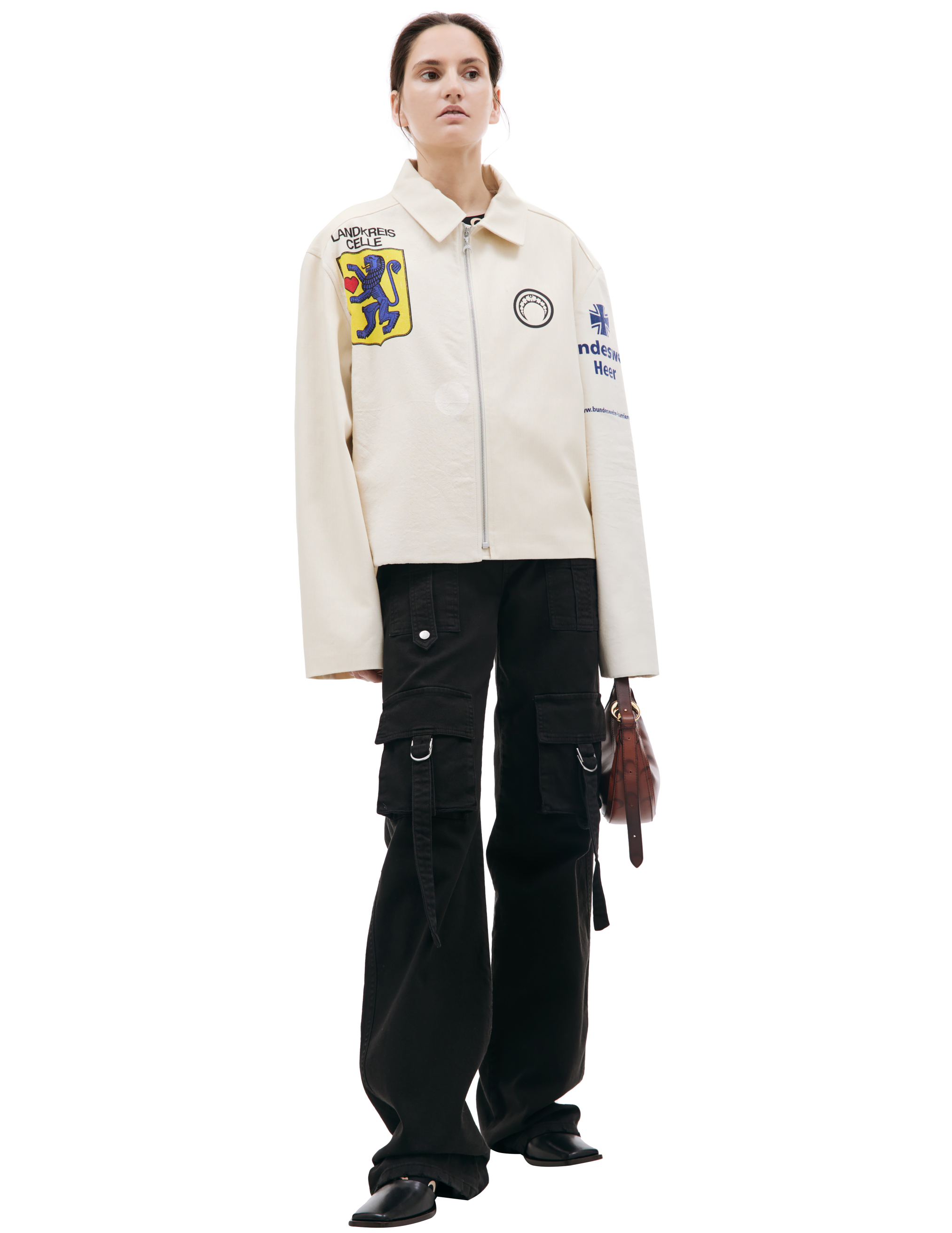 Хлопковая куртка пэчворк на молнии MARINE SERRE UJA042/UWOV0009/WH50, размер L;XL