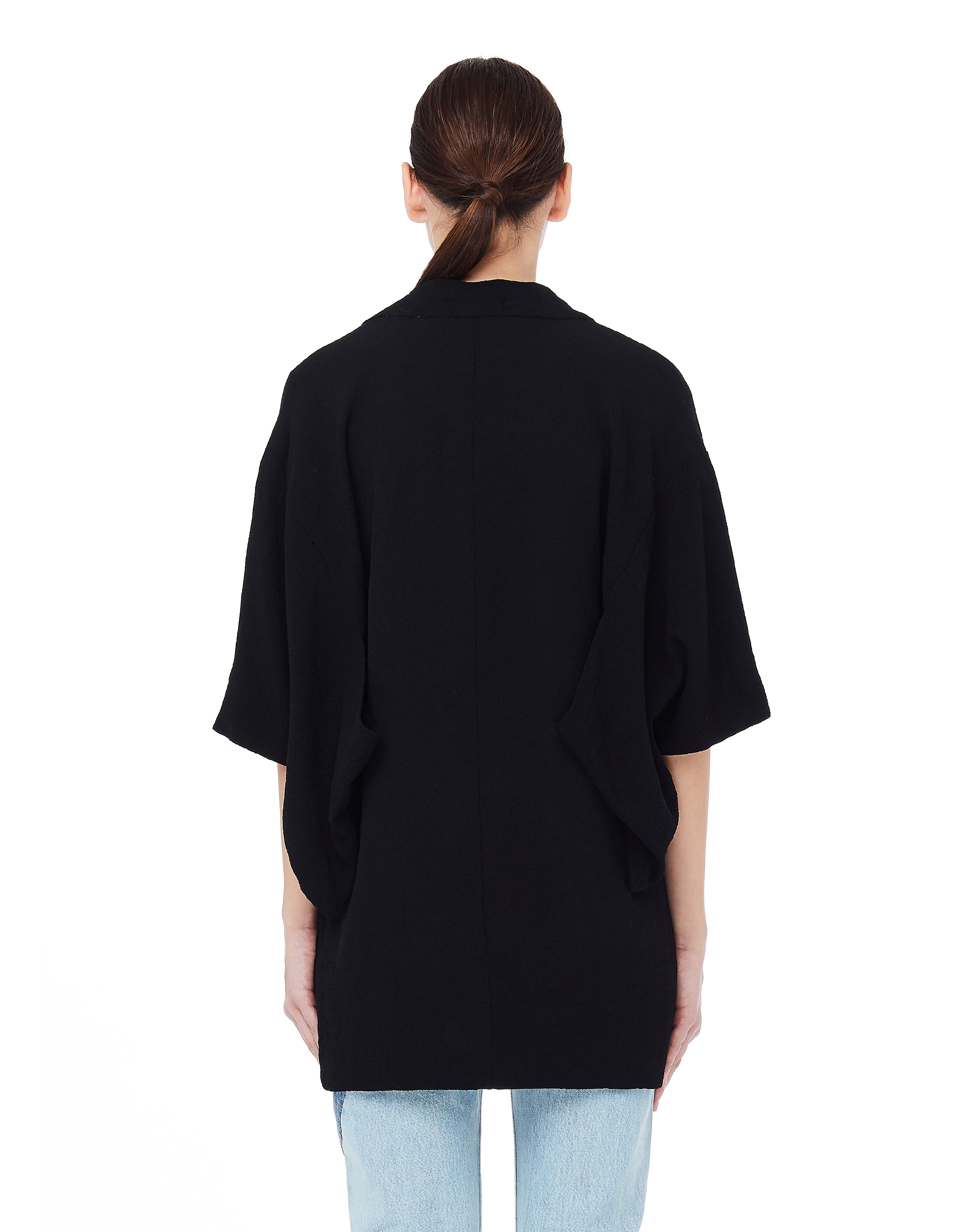 Черное шелковое кимоно Blackyoto Toko6, размер One Size - фото 3