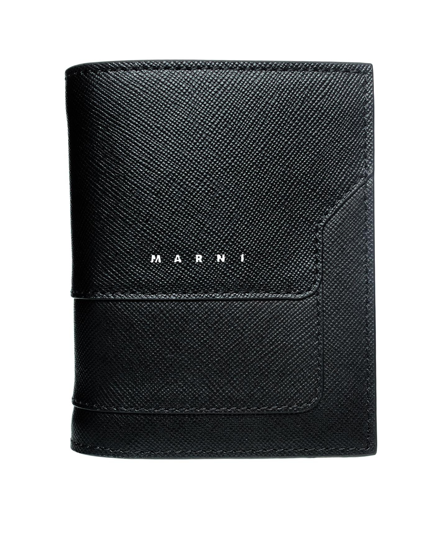 ЧЕрный кошелек из зернистой кожи с логотипом Marni PFMI0046U0/LV520/Z356N, размер One Size