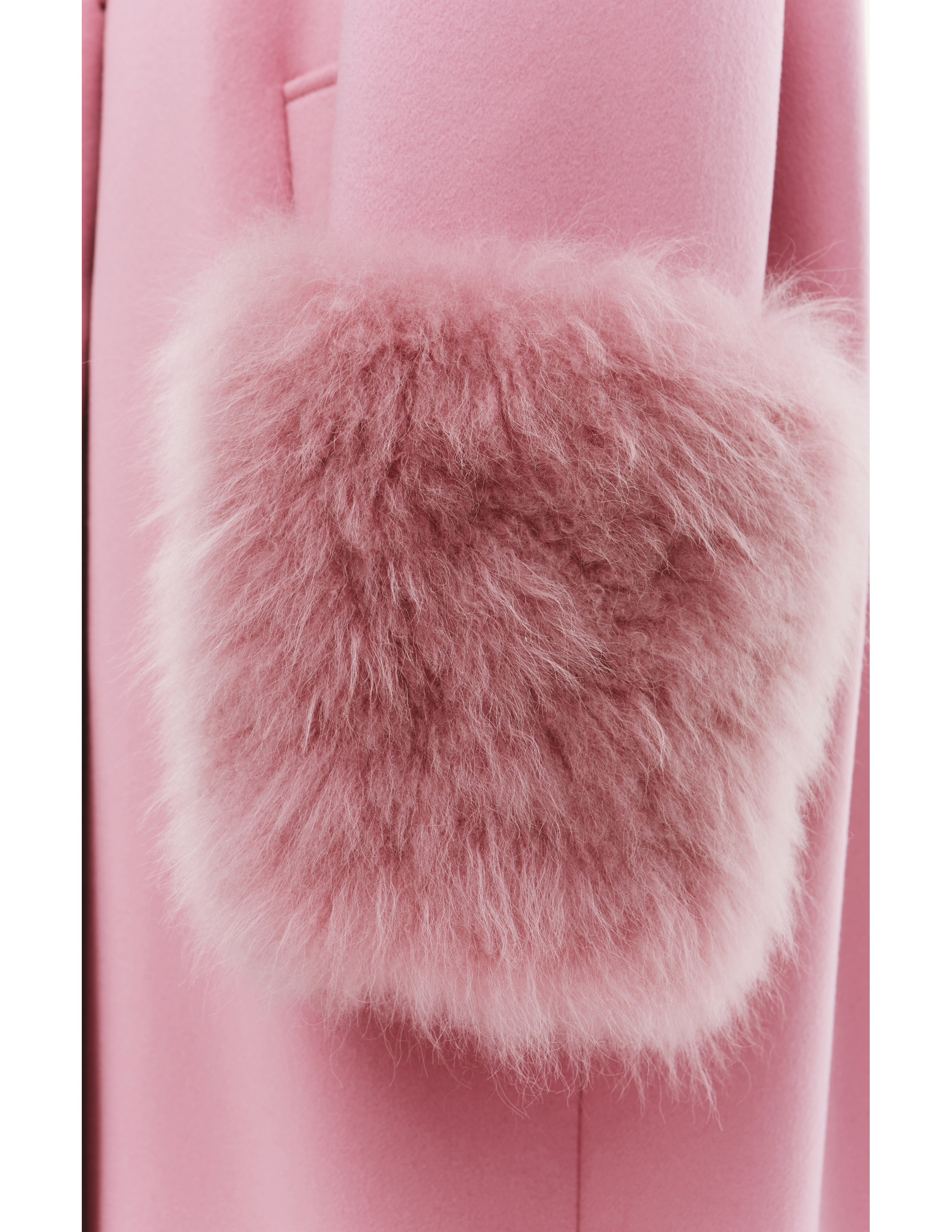 Шерстяное пальто с меховой отделкой - Blumarine 24/2/2S032A/pink Фото 7