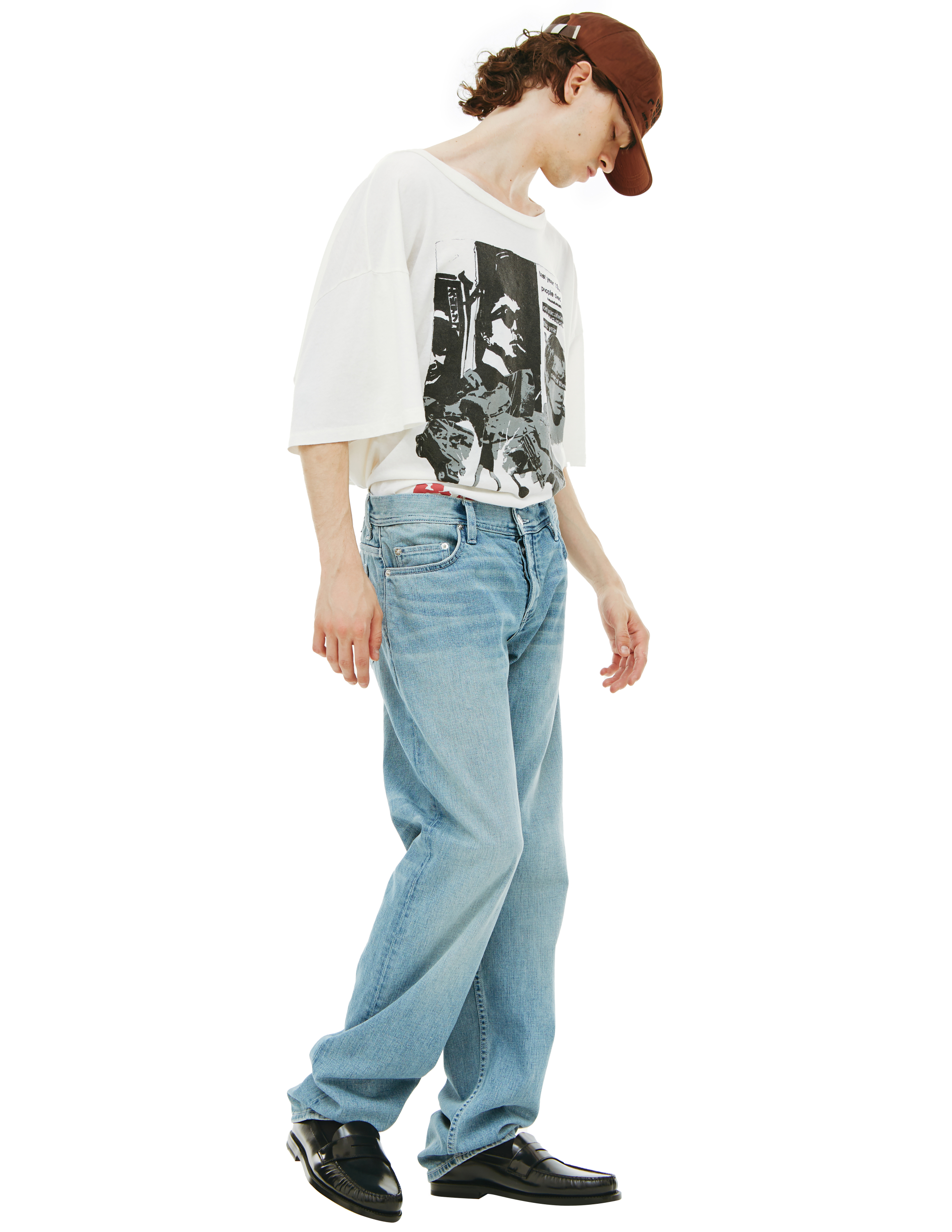 Прямые джинсы с выстиранным эффектом Enfants Riches Deprimes 050/305, размер 34