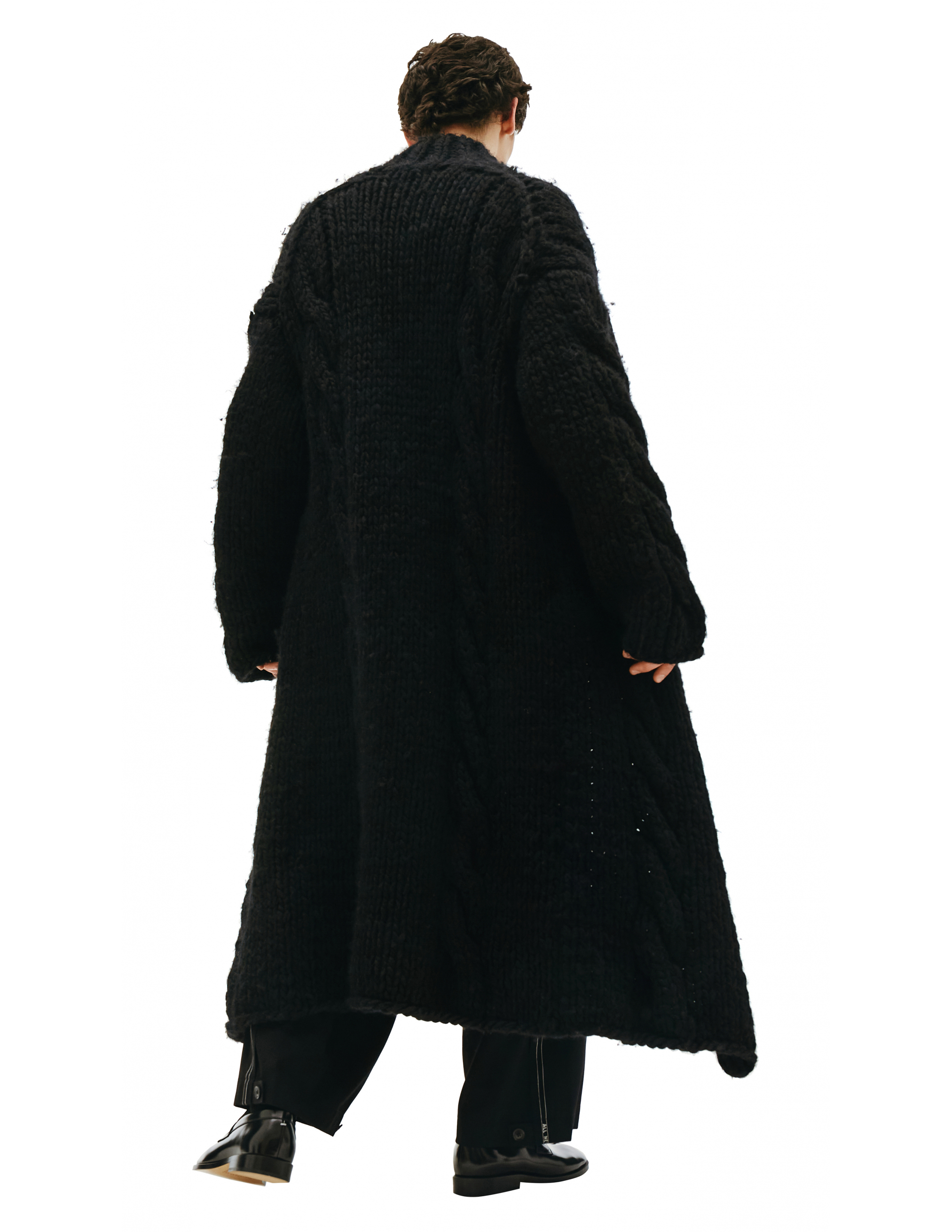 Шерстяное вязаное пальто на пуговицах - Yohji Yamamoto HV-K76-184-2 Фото 6