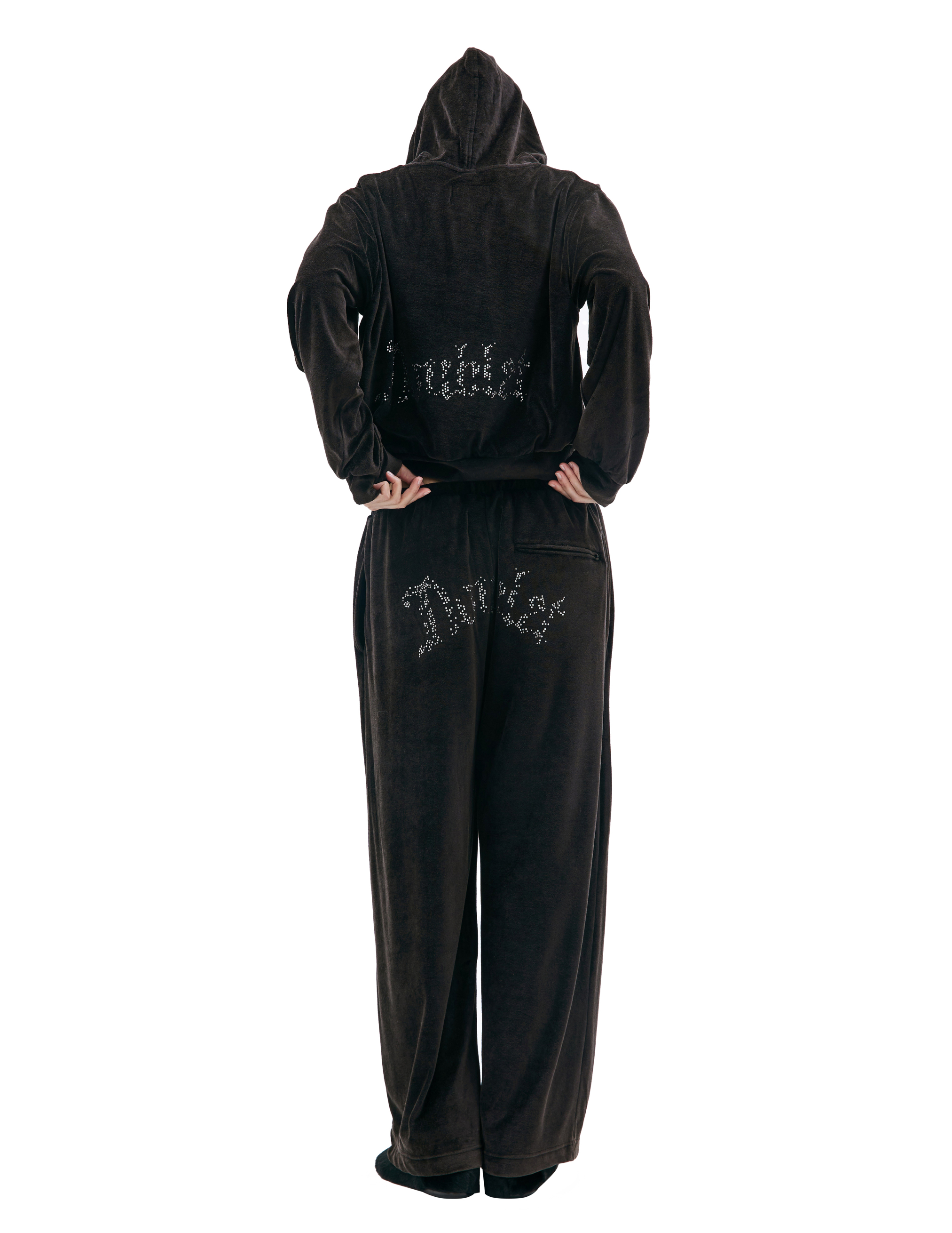 Велюровые брюки с логотипом из страз Doublet 23AW36PT247, размер M;L - фото 3