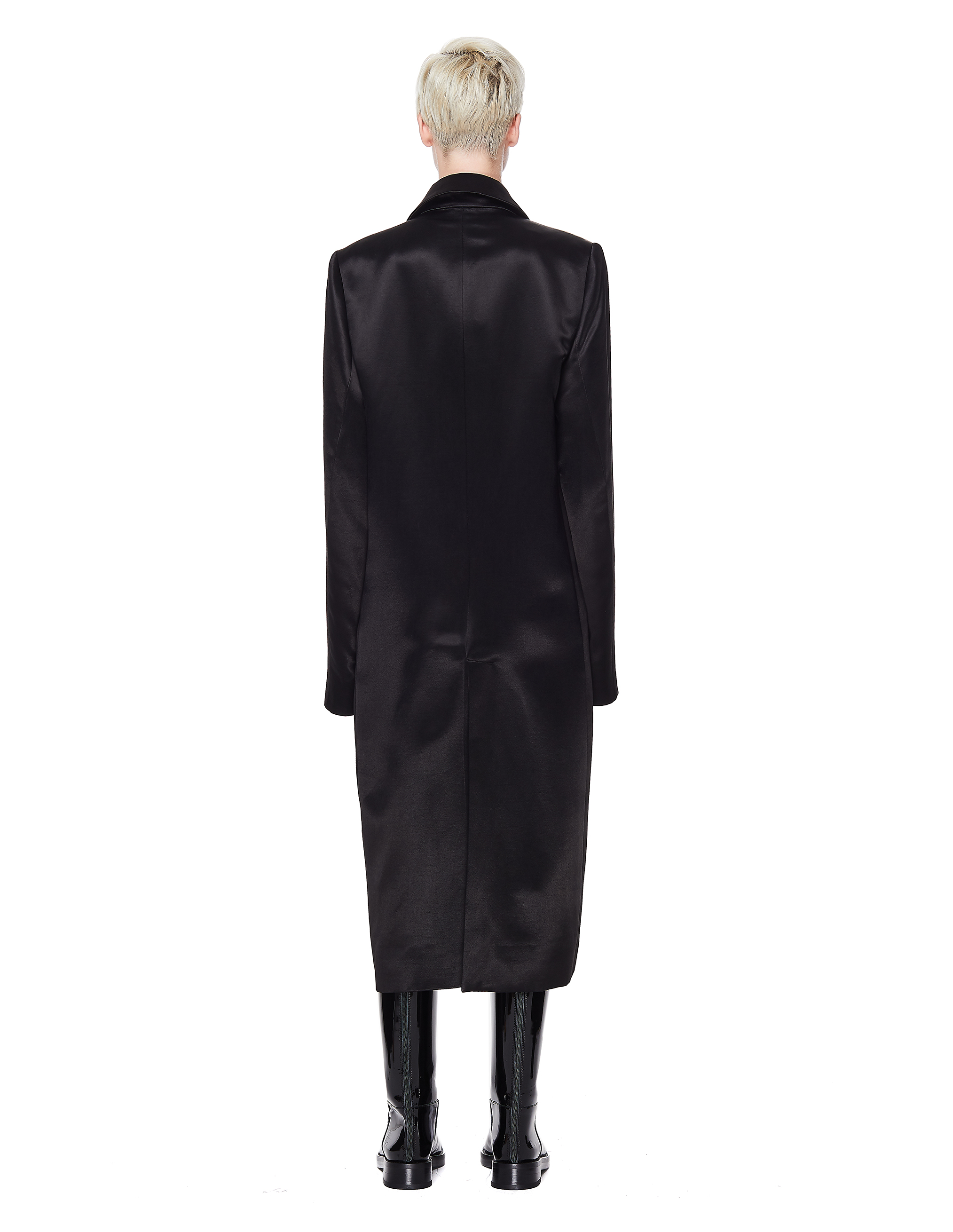 Черное сатиновое пальто - Ann Demeulemeester 1901-1136-201-099 Фото 3