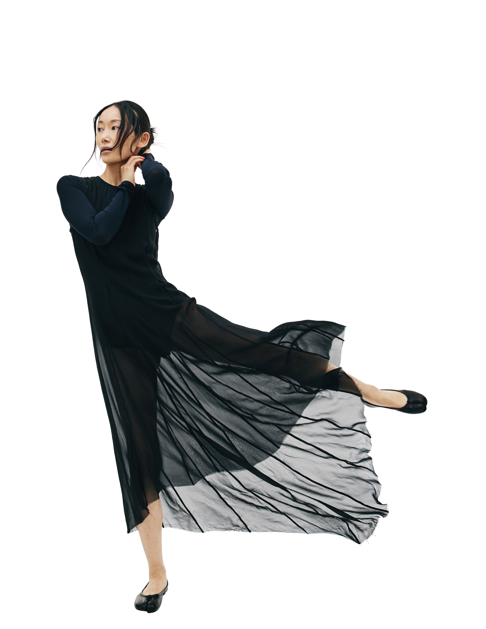 Черное полупрозрачное платье с удлиненной спинкой Ann Demeulemeester 2002-2260-140-099, размер 40;38 - фото 4