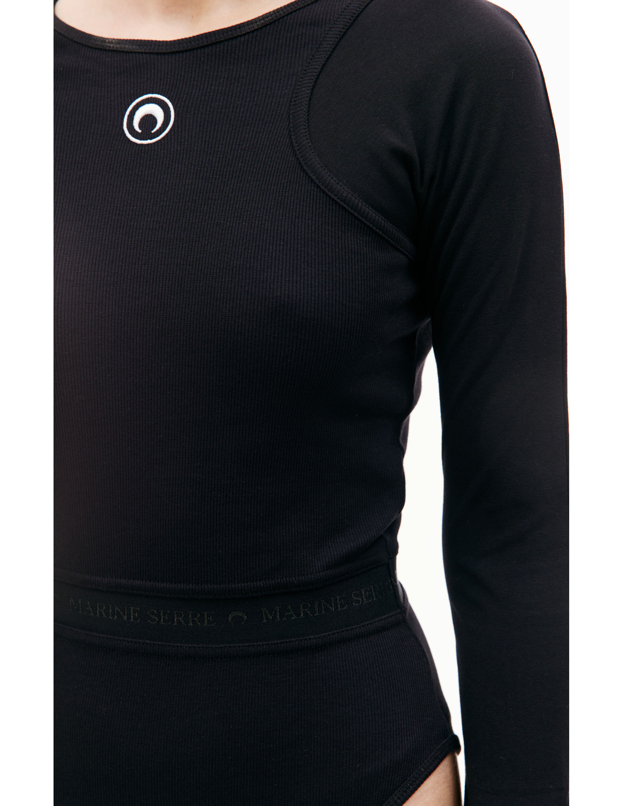 Черный боди с вышивкой логотипа MARINE SERRE WTO062/CJER0011/BK99, размер S;M;L;XL WTO062/CJER0011/BK99 - фото 5