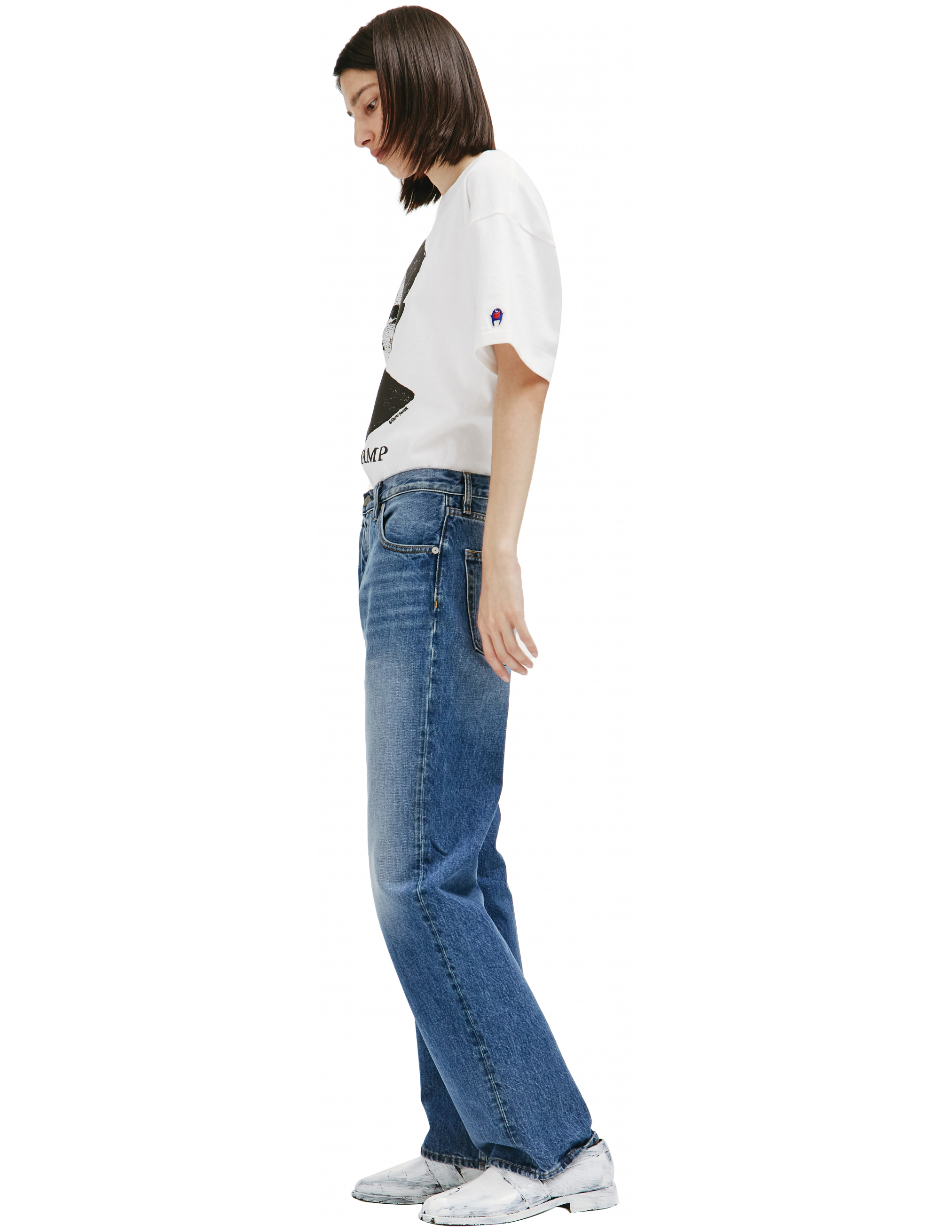 Прямые джинсы синего цвета - Maison Margiela S50LA0189/S30561/966 Фото 2