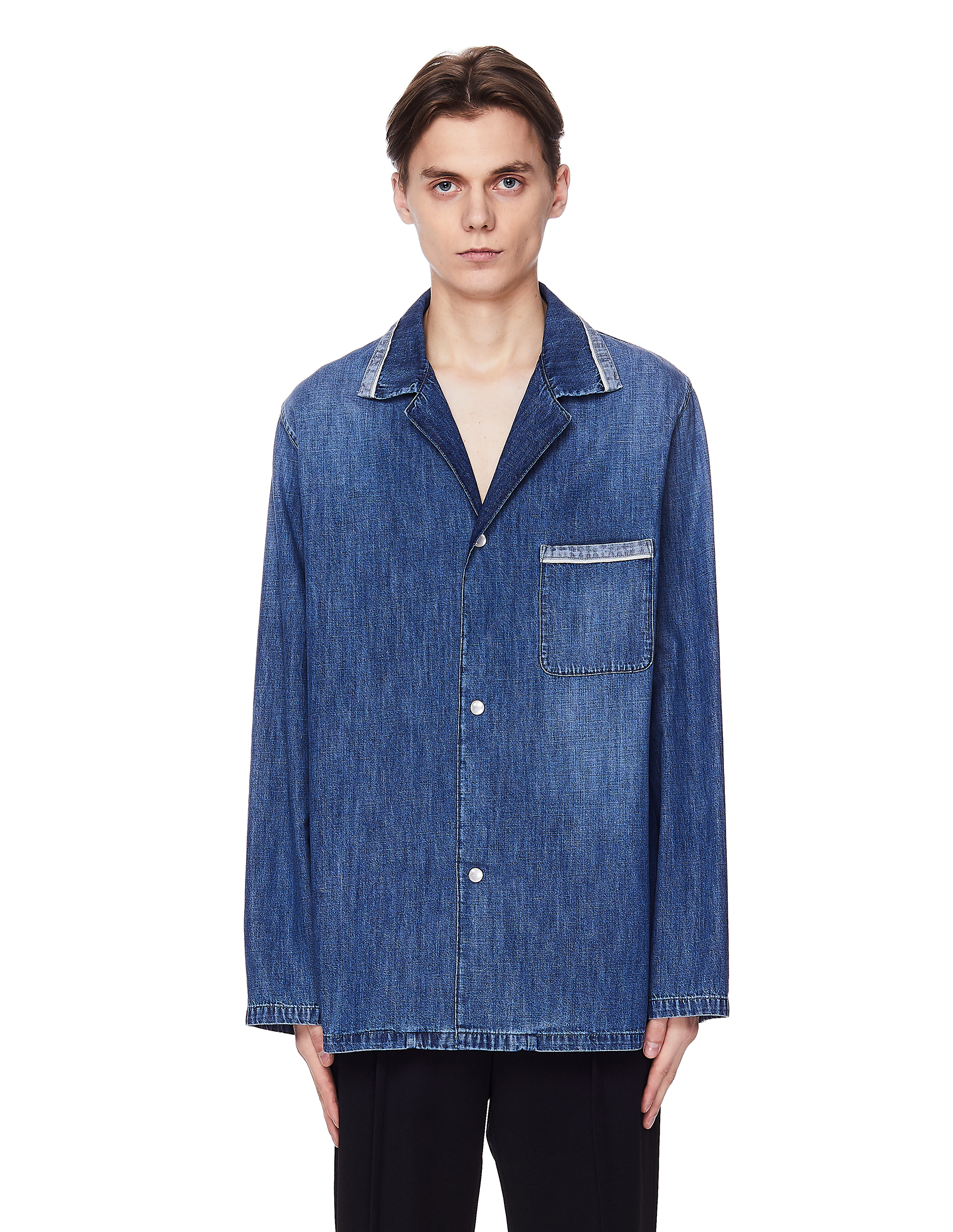 Голубая рубашка из тонкого денима - Maison Margiela S50AM0452/S30514/468