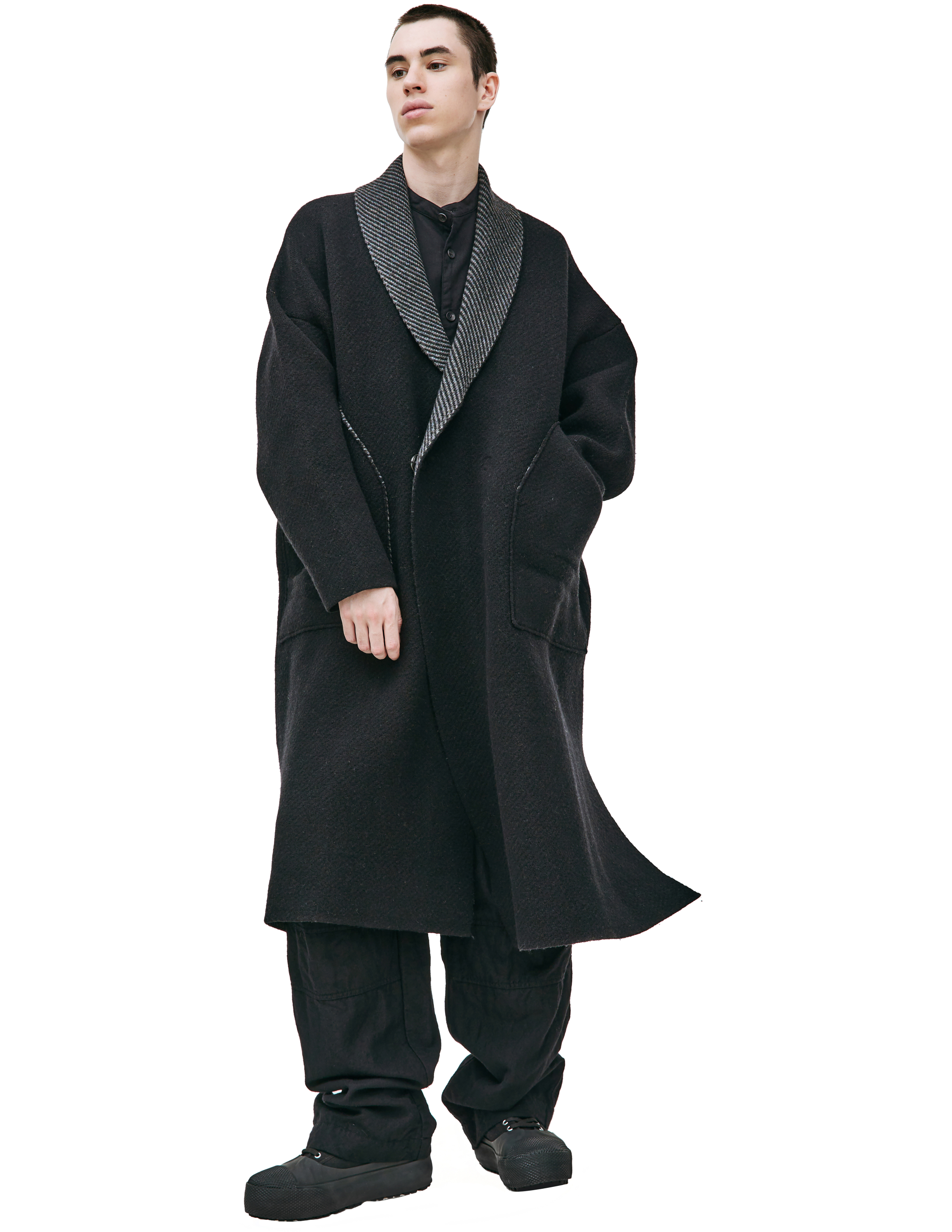 Шерстяное пальто в полоску The Viridi-Anne VI-3527-06, размер 3 - фото 1