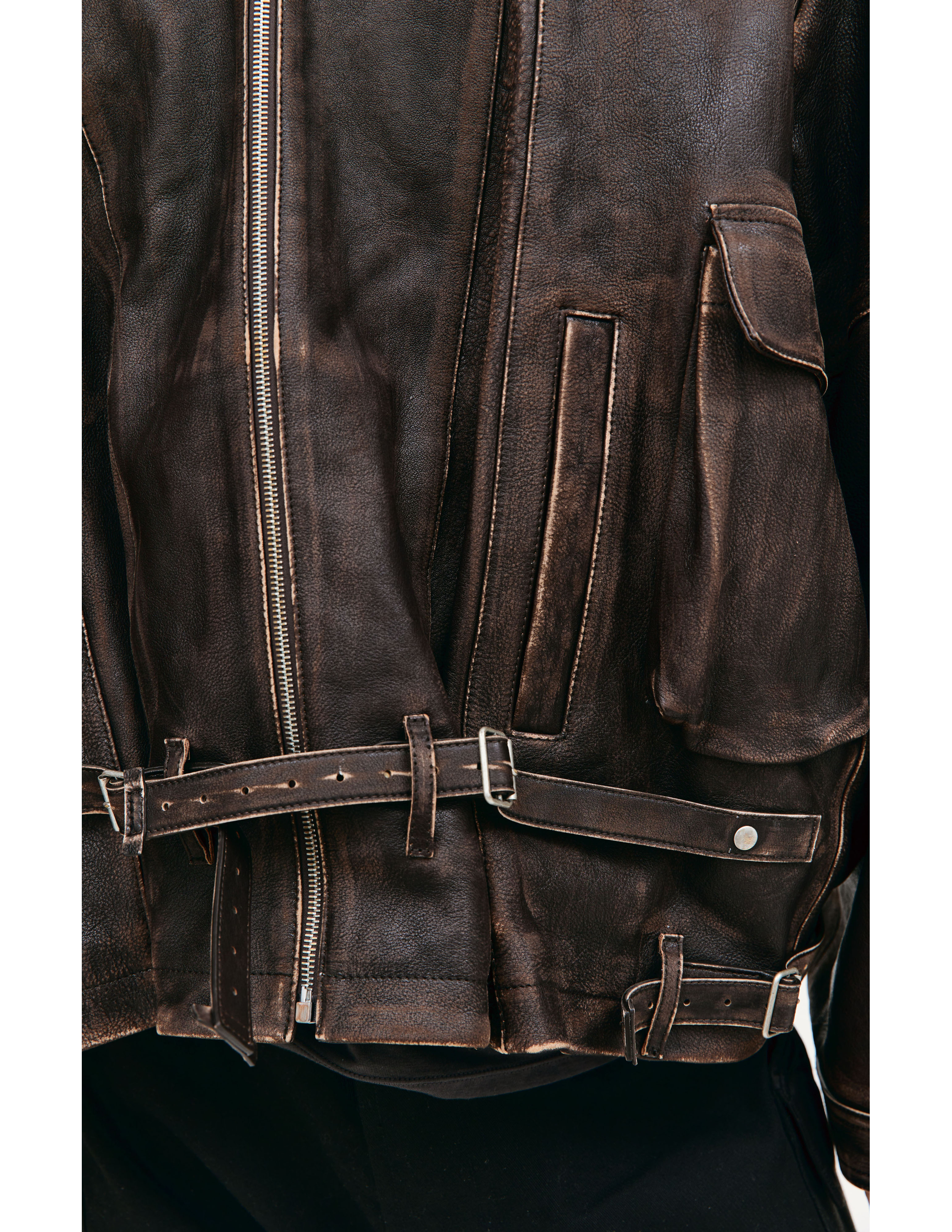 Кожаная оверсайз куртка Hed Mayner HM00L01, размер XS;S - фото 5