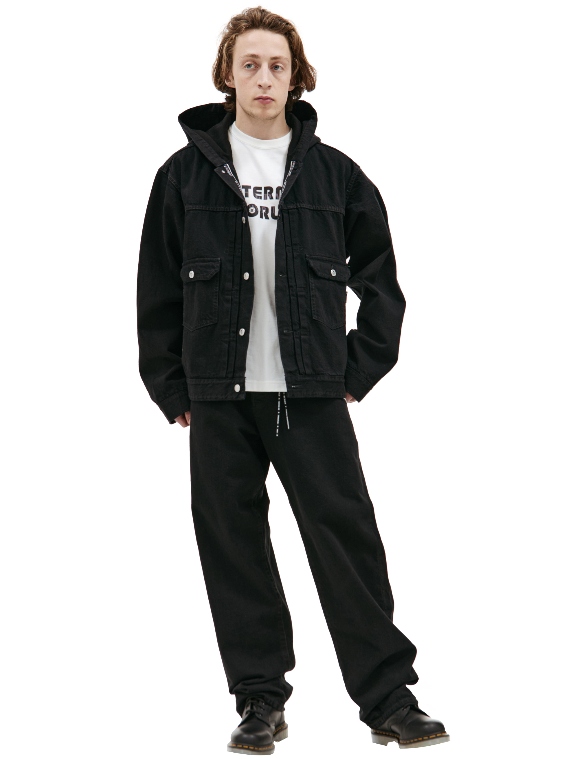 Джинсовая куртка с капюшоном Mastermind WORLD MW24S12-BL002-018, размер L
