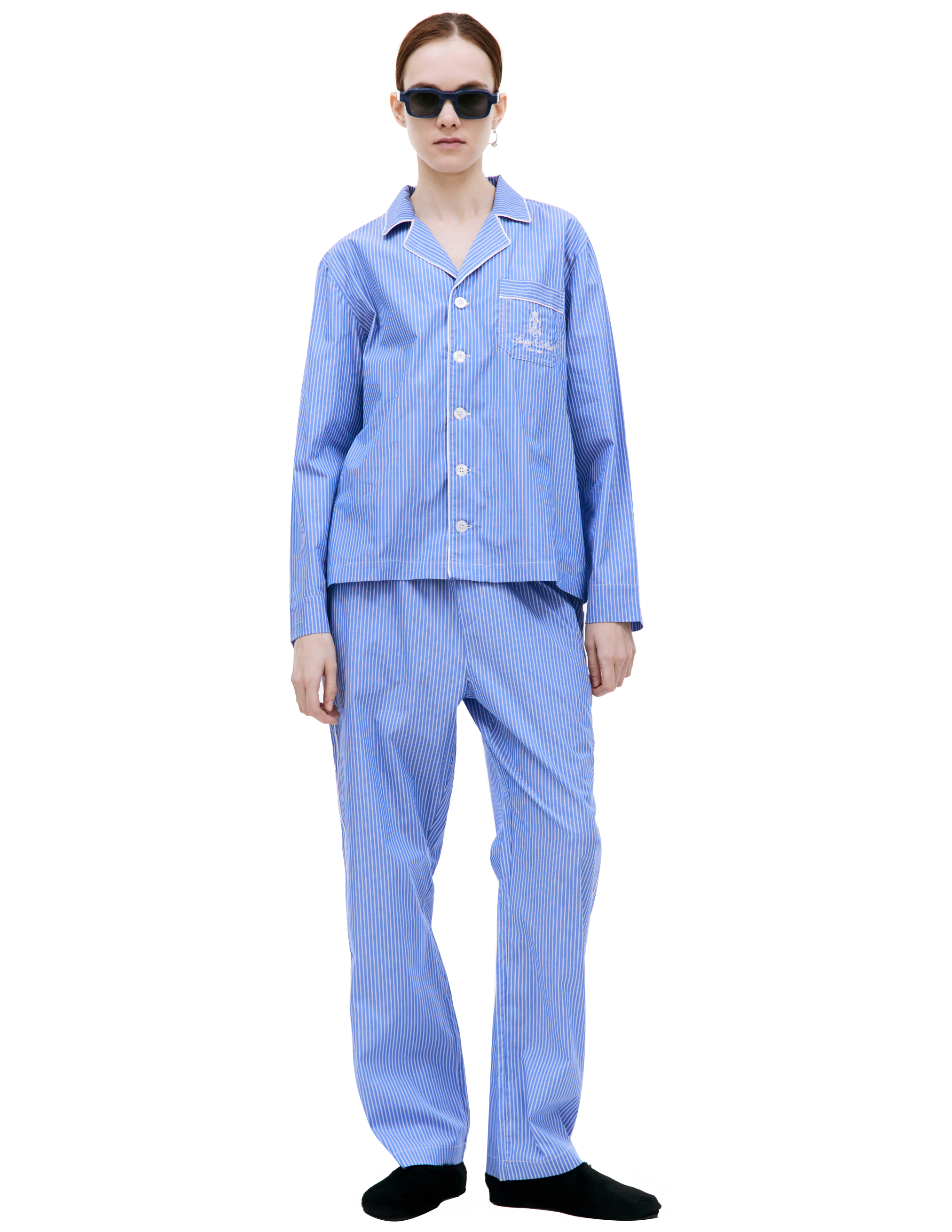 Пижамная рубашка в полоску SPORTY & RICH PJAW235BL, размер S;M;L;XL