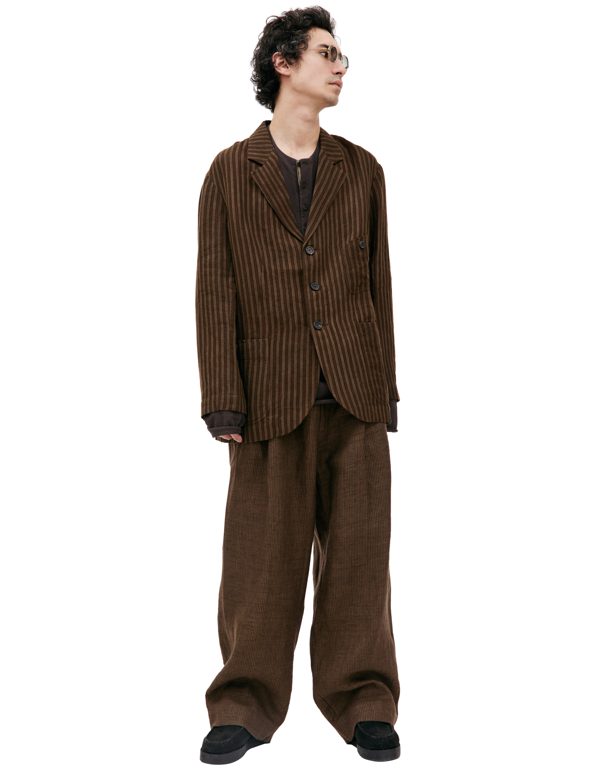 Льняной пиджак в полоску Ziggy Chen 0M2410908, размер 48;50