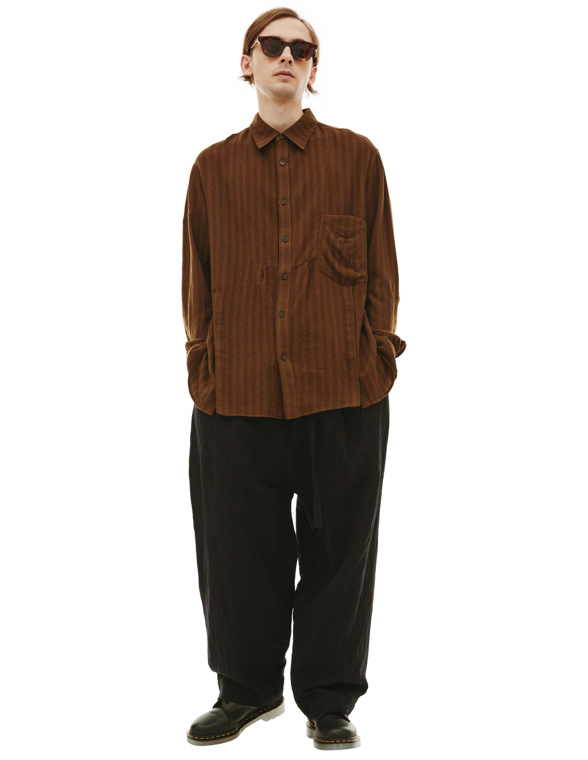 Рубашка из шерсти с накладным карманом Ziggy Chen 0M2230715, размер 52