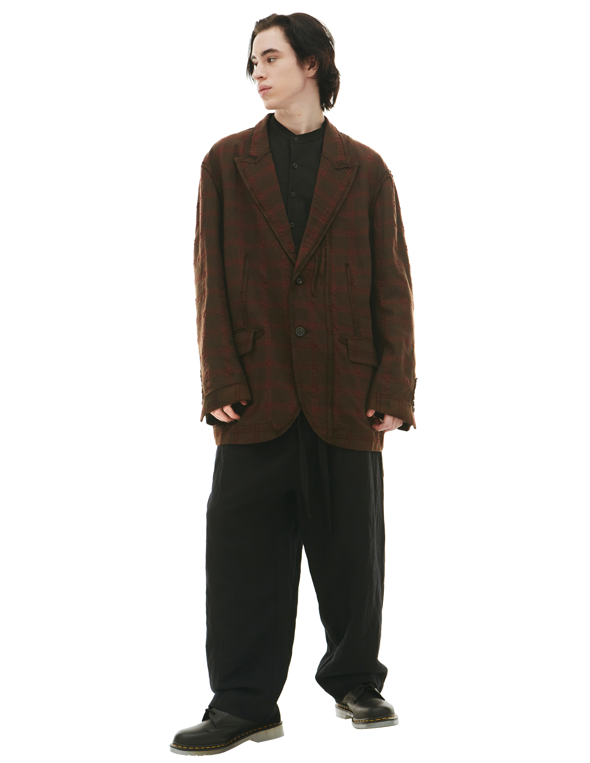Льняной пиджак в клетку Ziggy Chen 0M2230913, размер 50