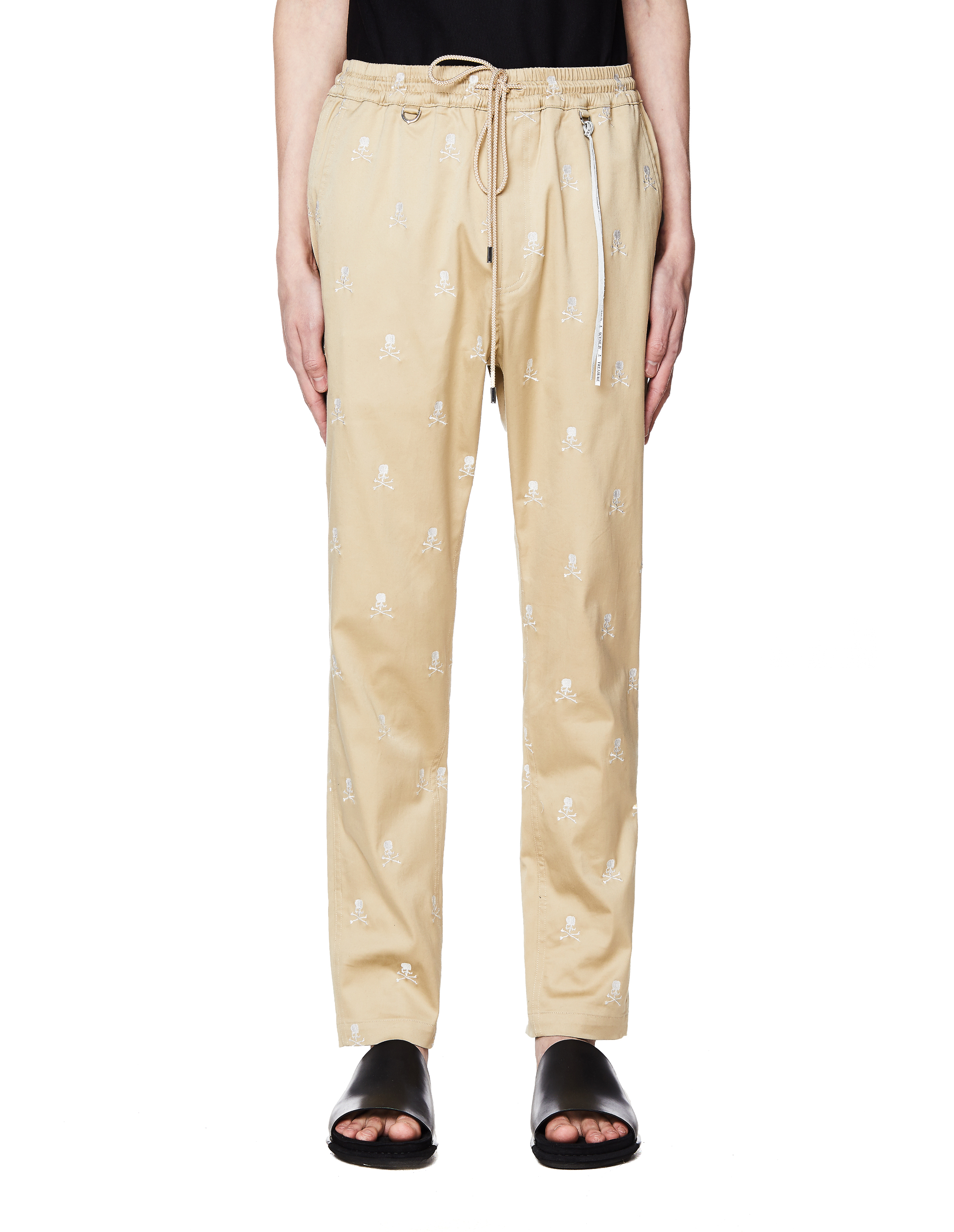 Бежевые брюки с вышивкой - Mastermind WORLD PA014-003/beige