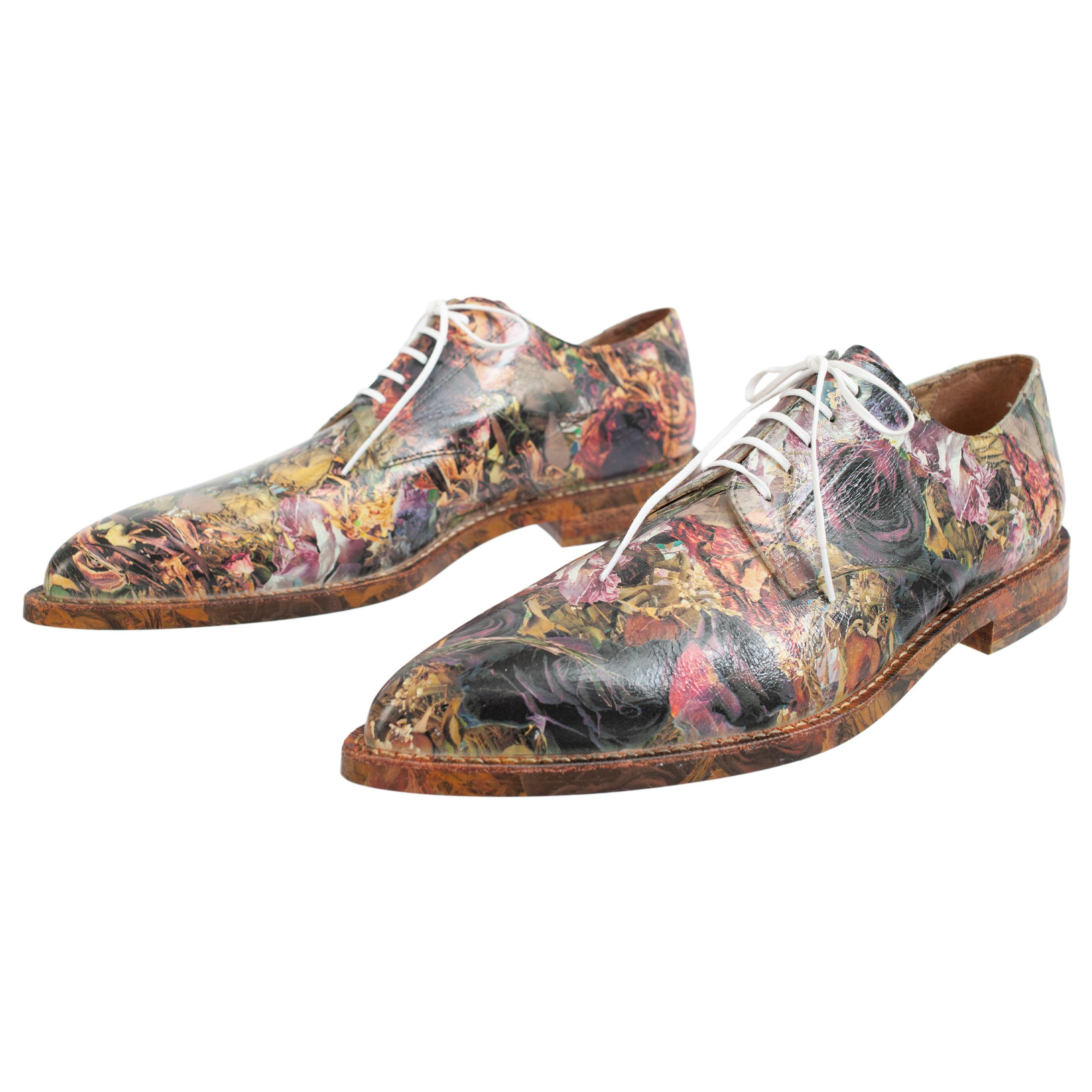 Кожаные туфли с цветочным принтом - Comme des Garcons PI-K103-001-1 Фото 4