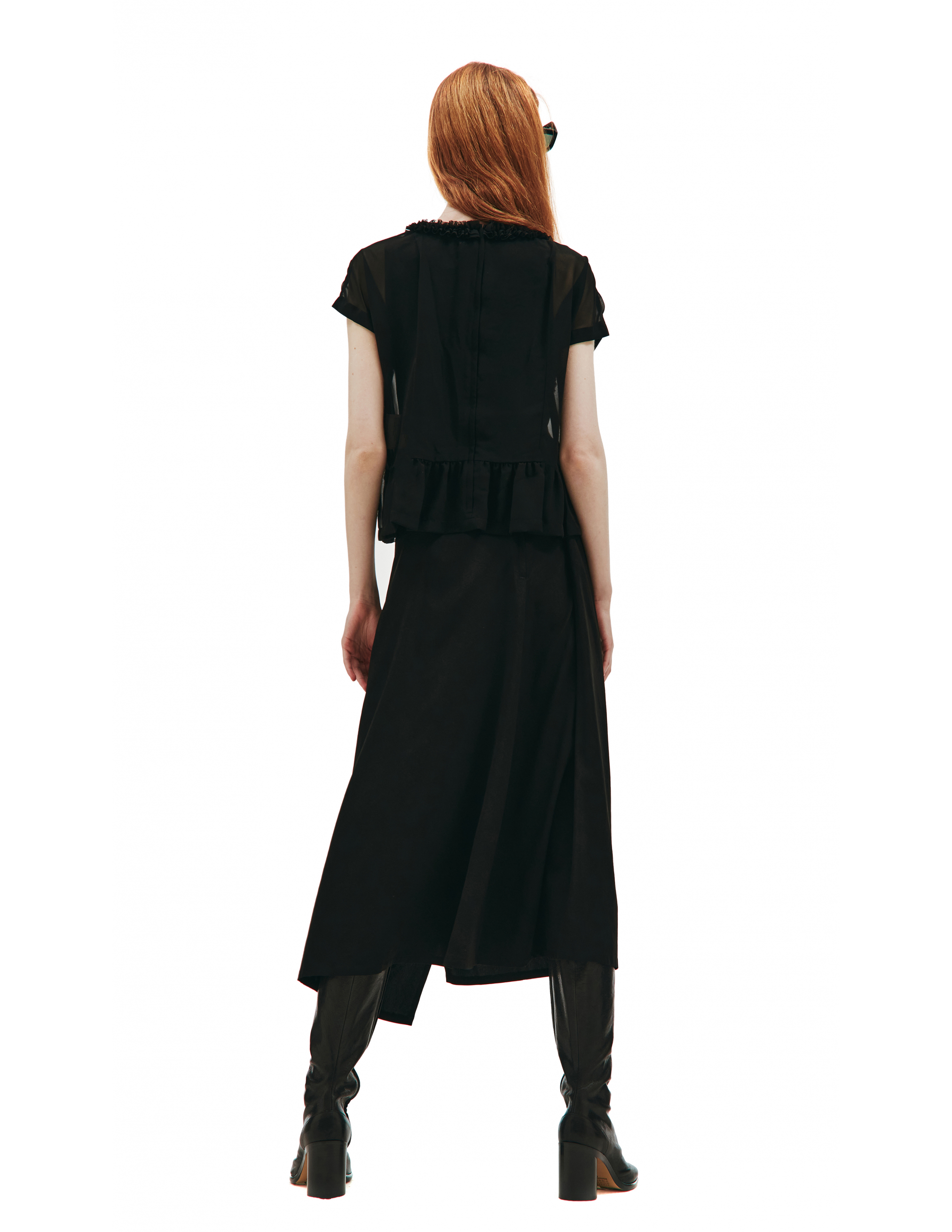 Черная блузка с рюшами Comme des Garcons CdG RH-B009-051-1, размер 4;3;2 - фото 4