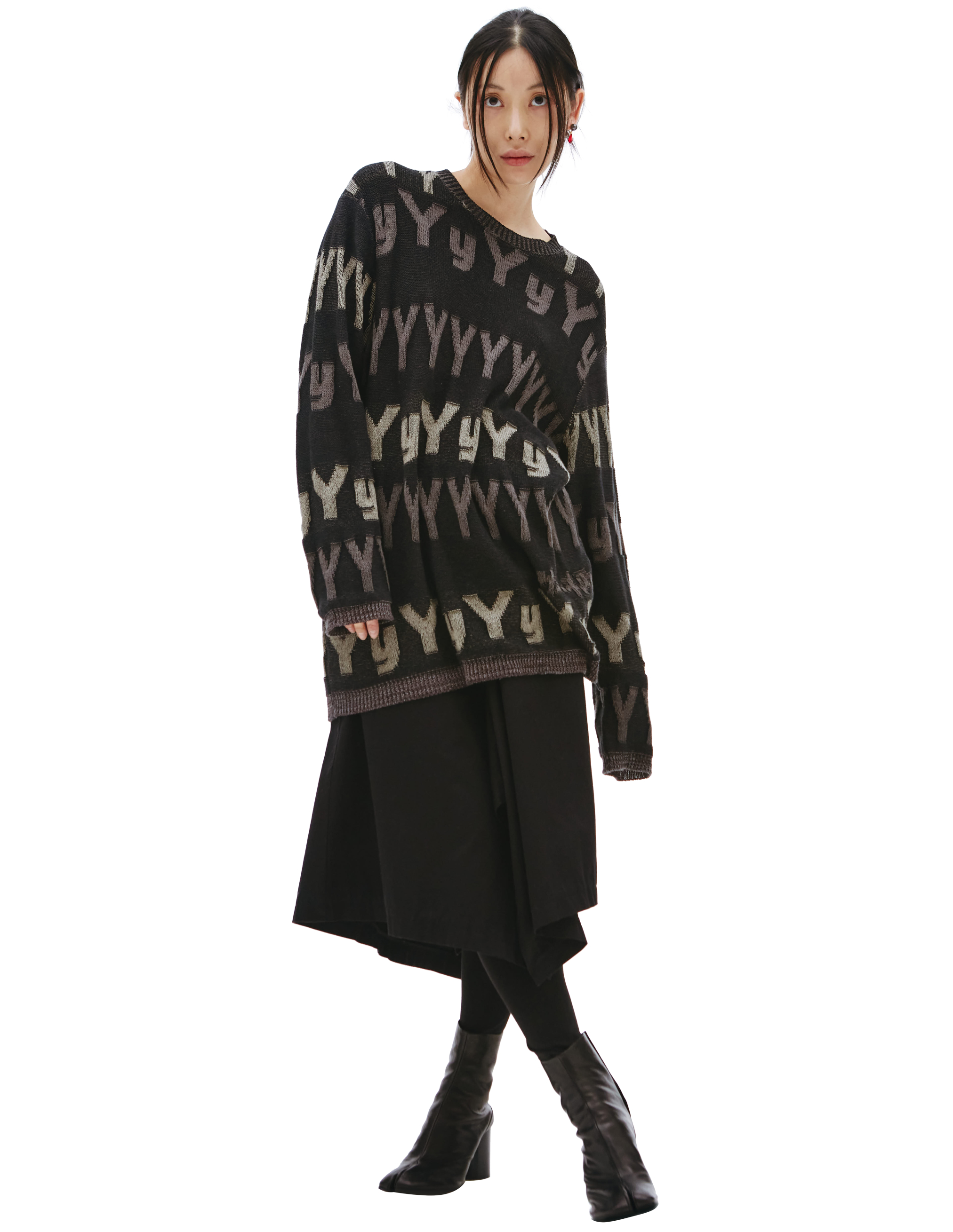 Вязаный свитер с логотипом YY - Yohji Yamamoto HG-K26-986