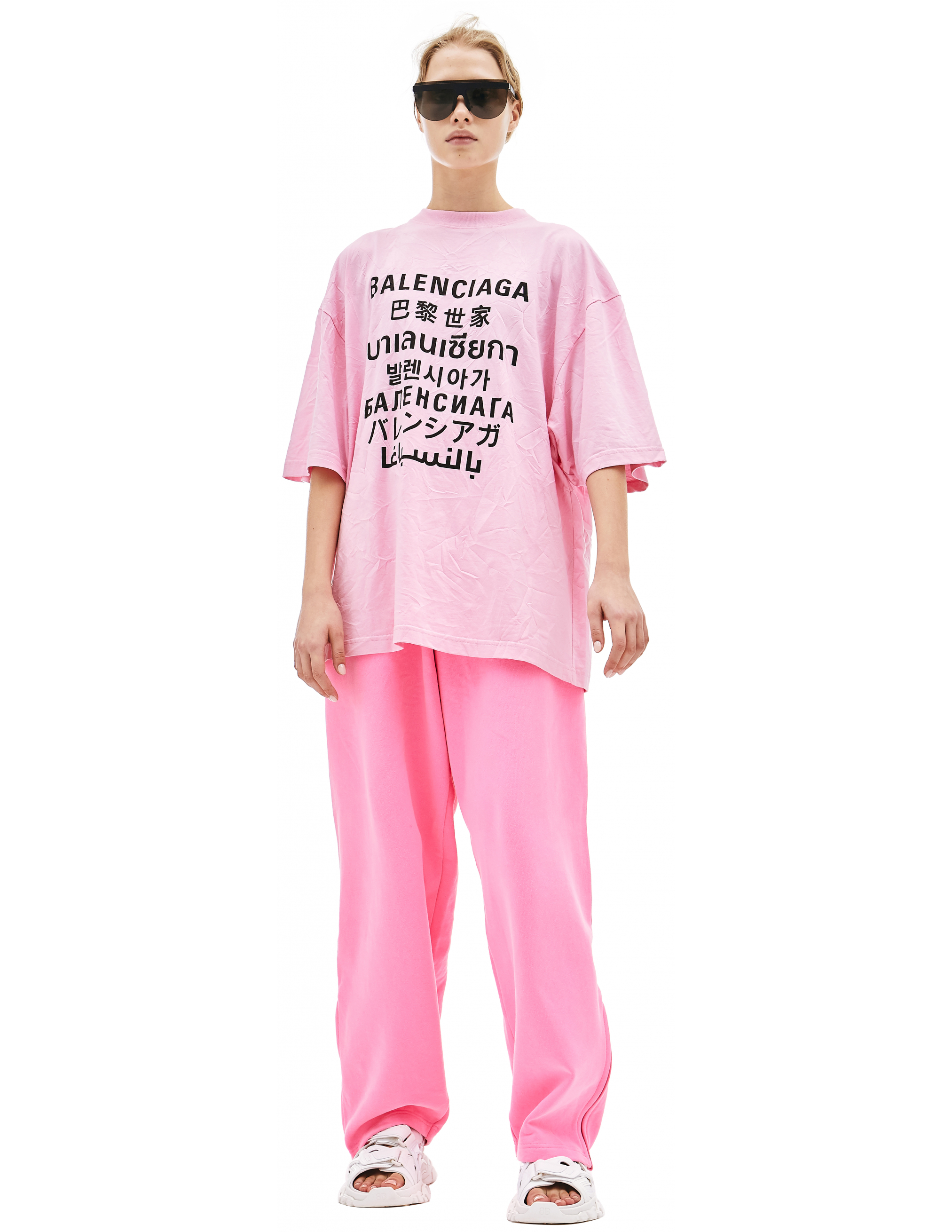 Розовая футболка Languages - Balenciaga 641532/TJVI3/1401