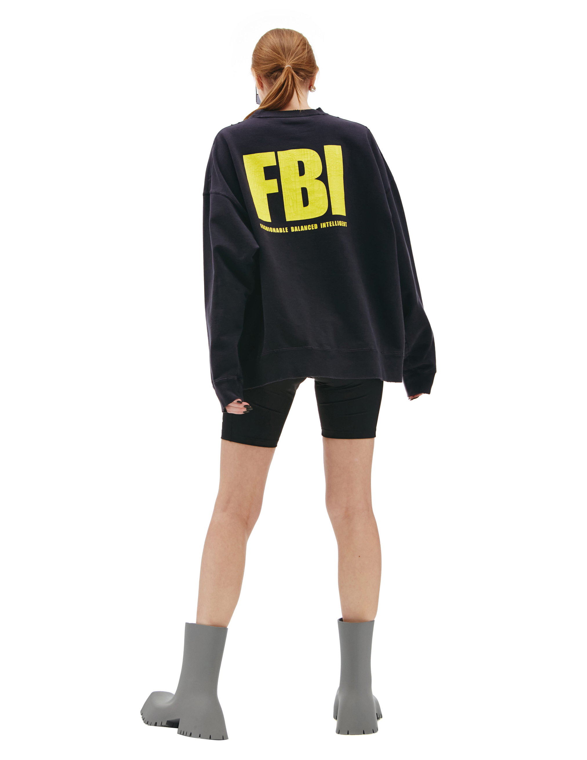 Свитшот FBI с выгоревшим эффектом Balenciaga 676629/TLVH1/4265, размер XXL;XL;L;M 676629/TLVH1/4265 - фото 3