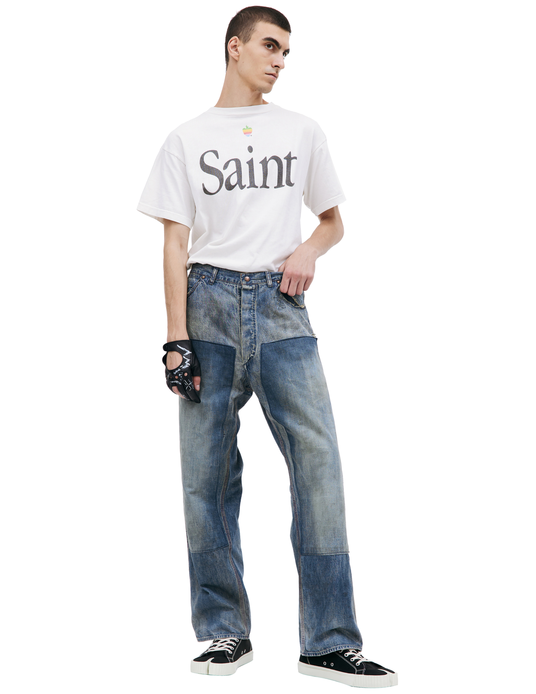 Прямые джинсы с патчами Saint Michael SM-A23-0000-038, размер M