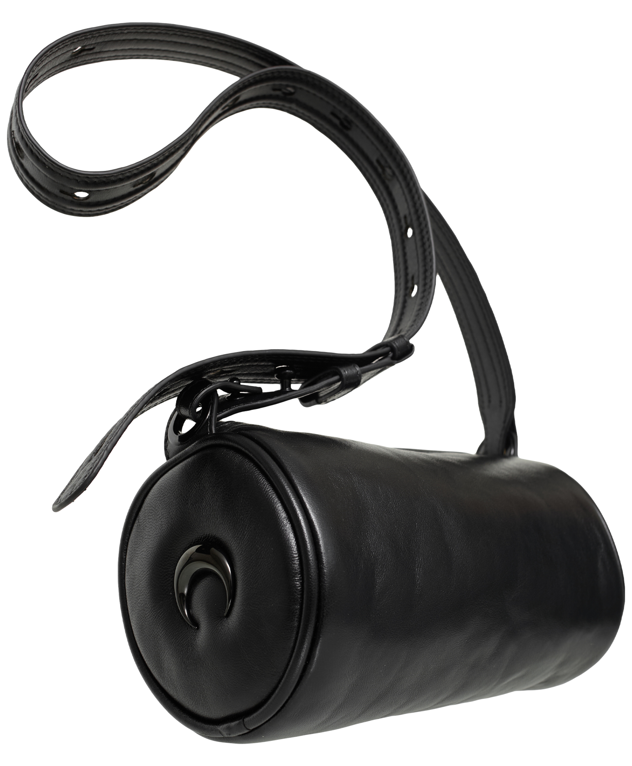 Кожаная сумка-цилиндр с металлическим логотипом MARINE SERRE UBA001/CLEA0020/BK99, размер One Size