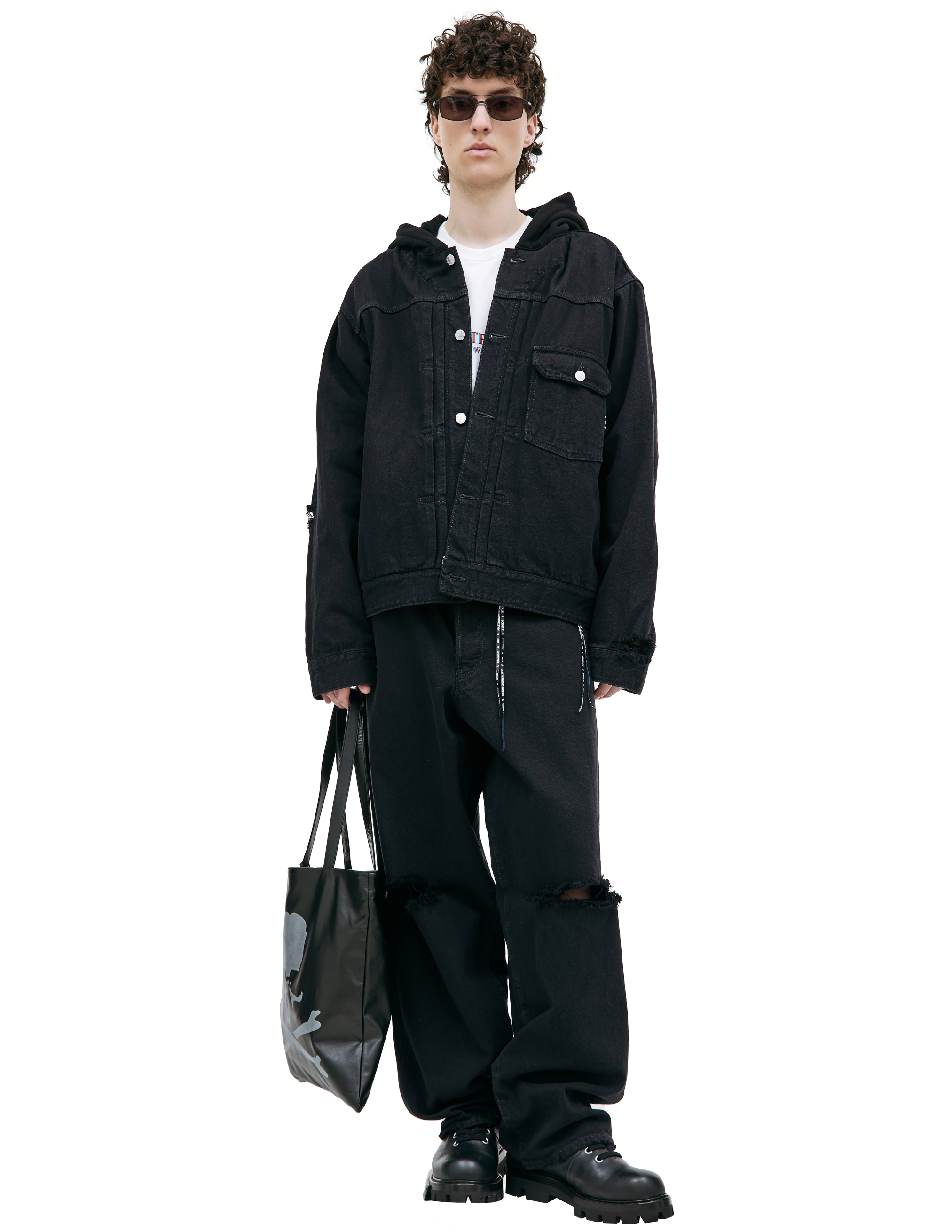 Джинсовая куртка с капюшоном Mastermind WORLD MW23S10-BL002, размер XL