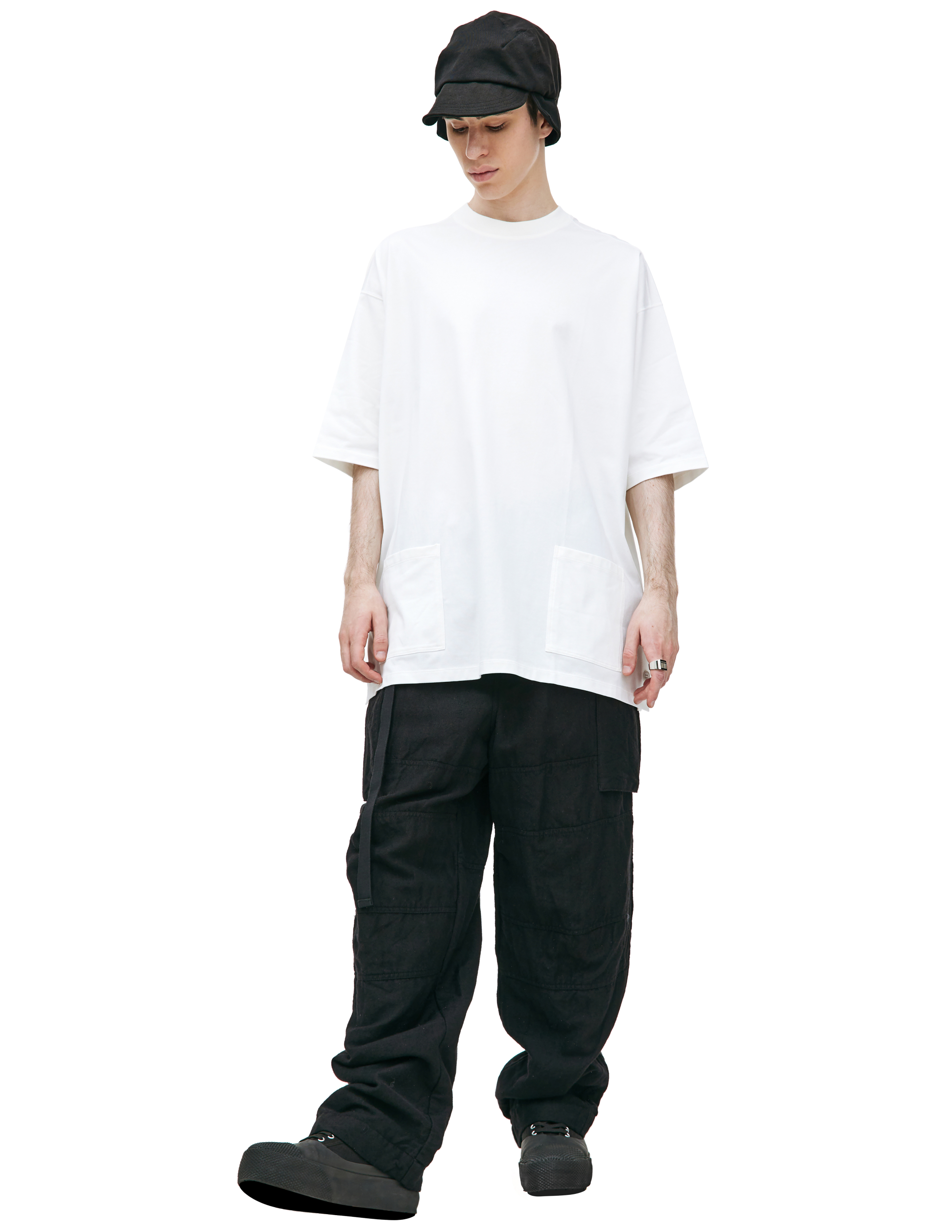 Оверсайз футболка с накладными карманами The Viridi-Anne VI-3608-01/off white, размер 3;5
