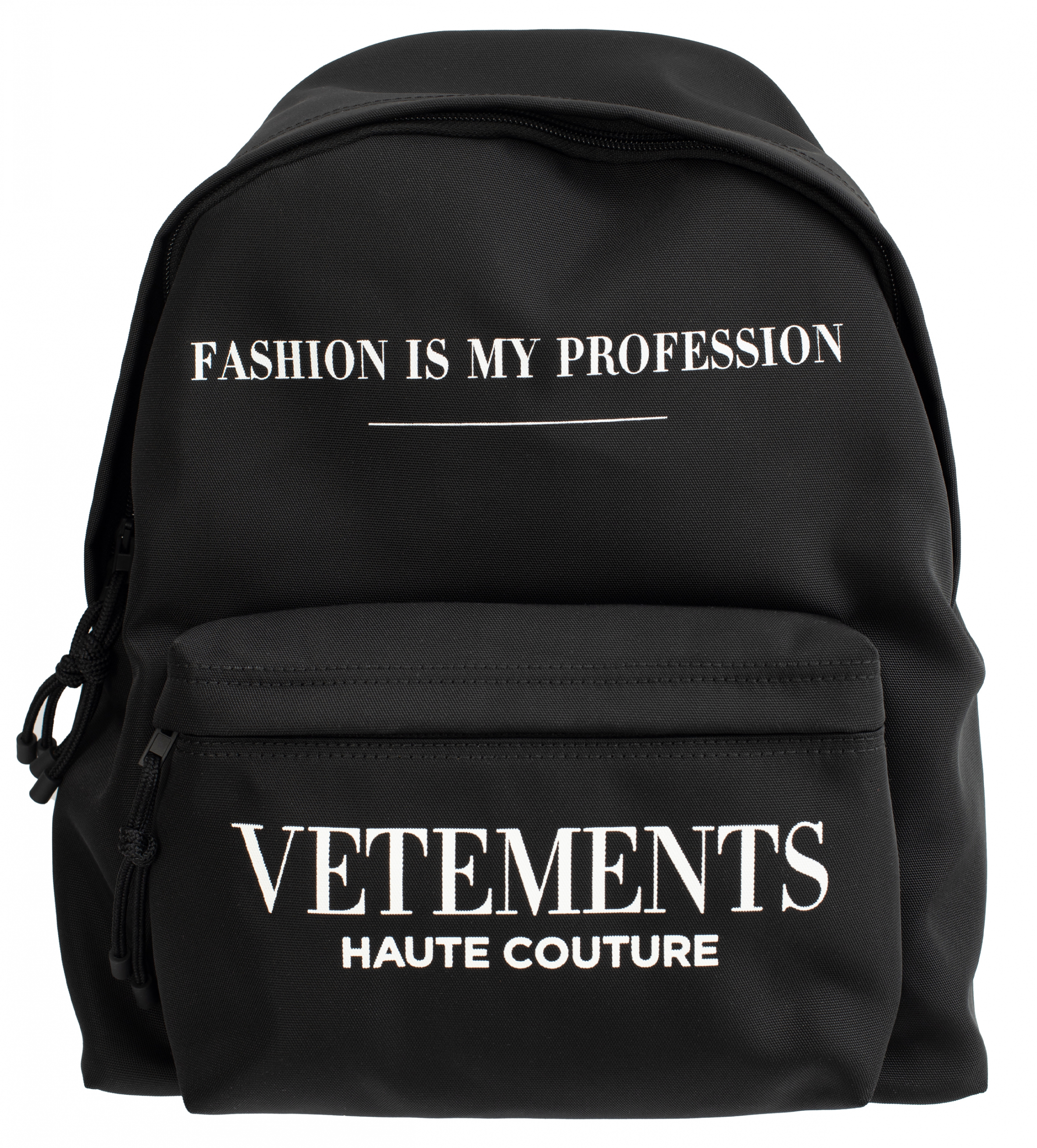 Черный рюкзак с принтом Fashion is my Profession Vetements UA52BA600B/1302, размер One Size UA52BA600B/1302 - фото 1