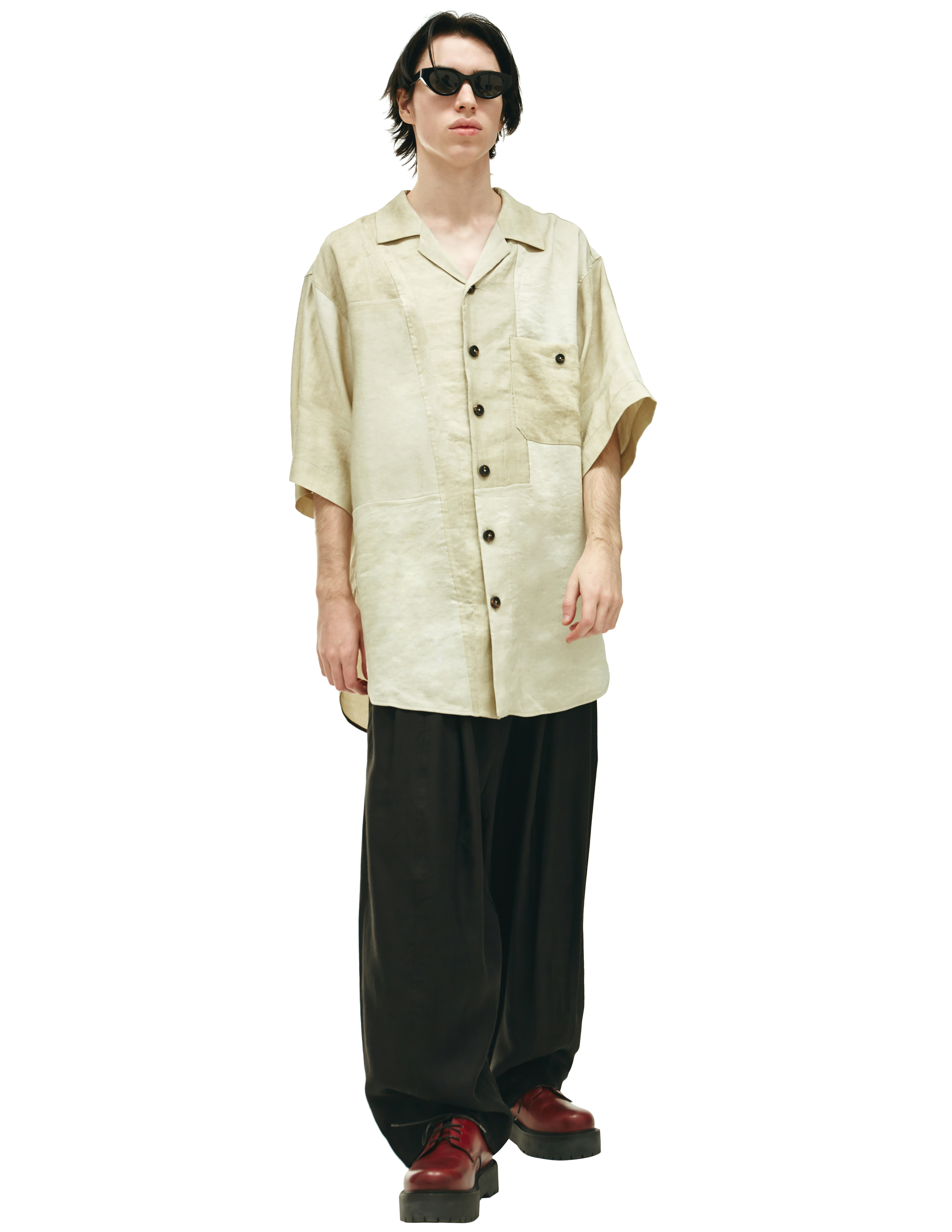 Бежевая рубашка с коротким рукавом Ziggy Chen 0M2220710, размер 48 - фото 1