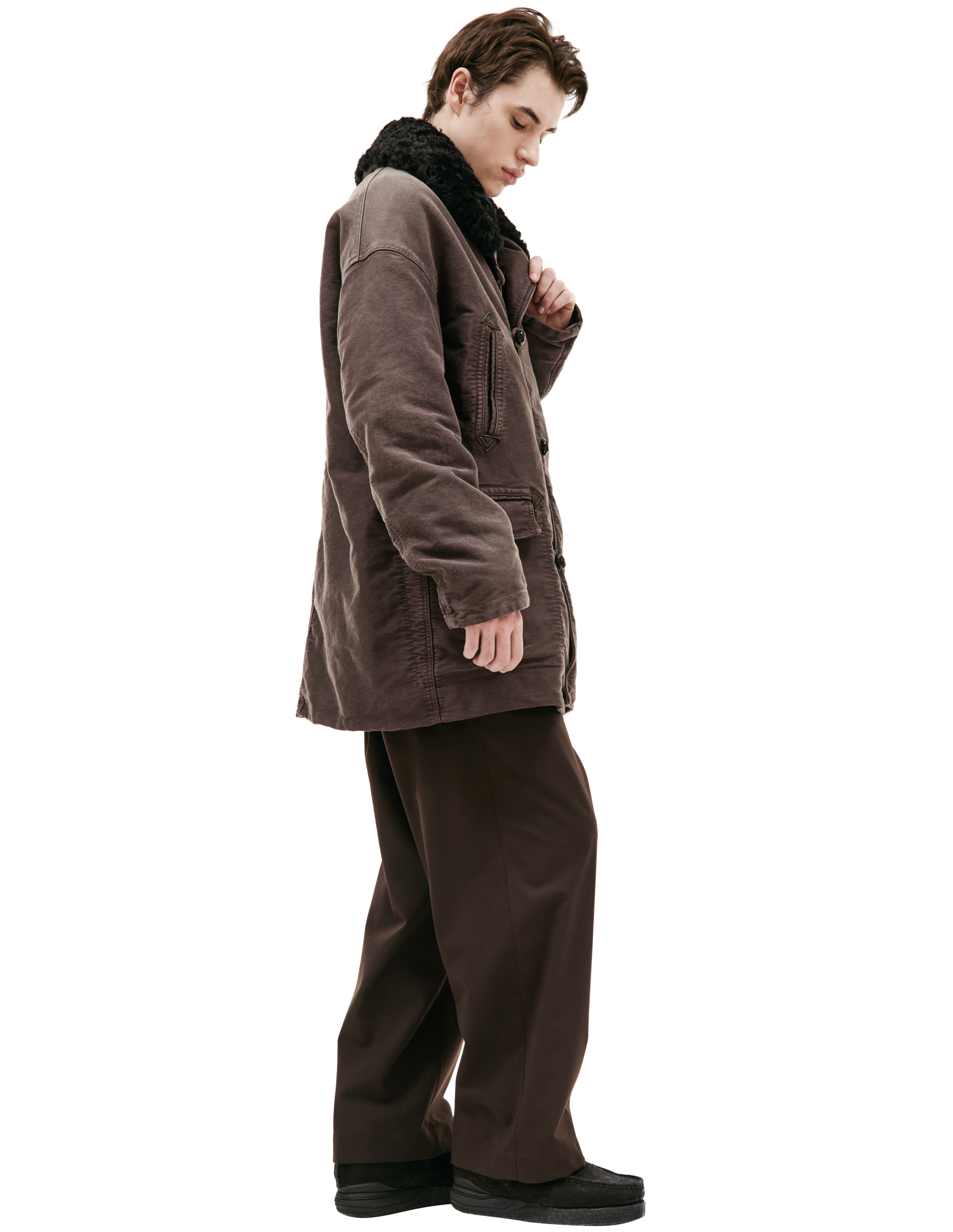 Пальто с воротником из овчины visvim 0124105013004, размер 4;5 - фото 2