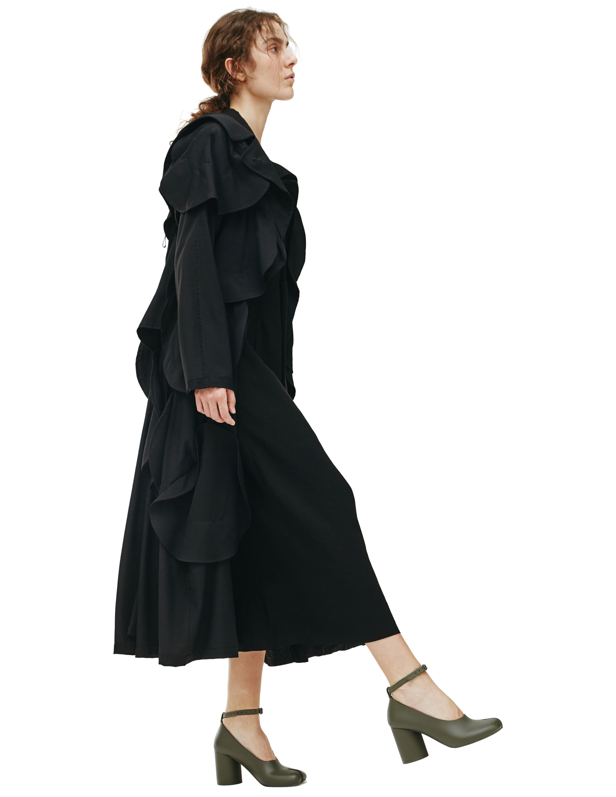 Черное деконструированное пальто из шерсти Yohji Yamamoto FC-C06-100-1, размер sm - фото 2