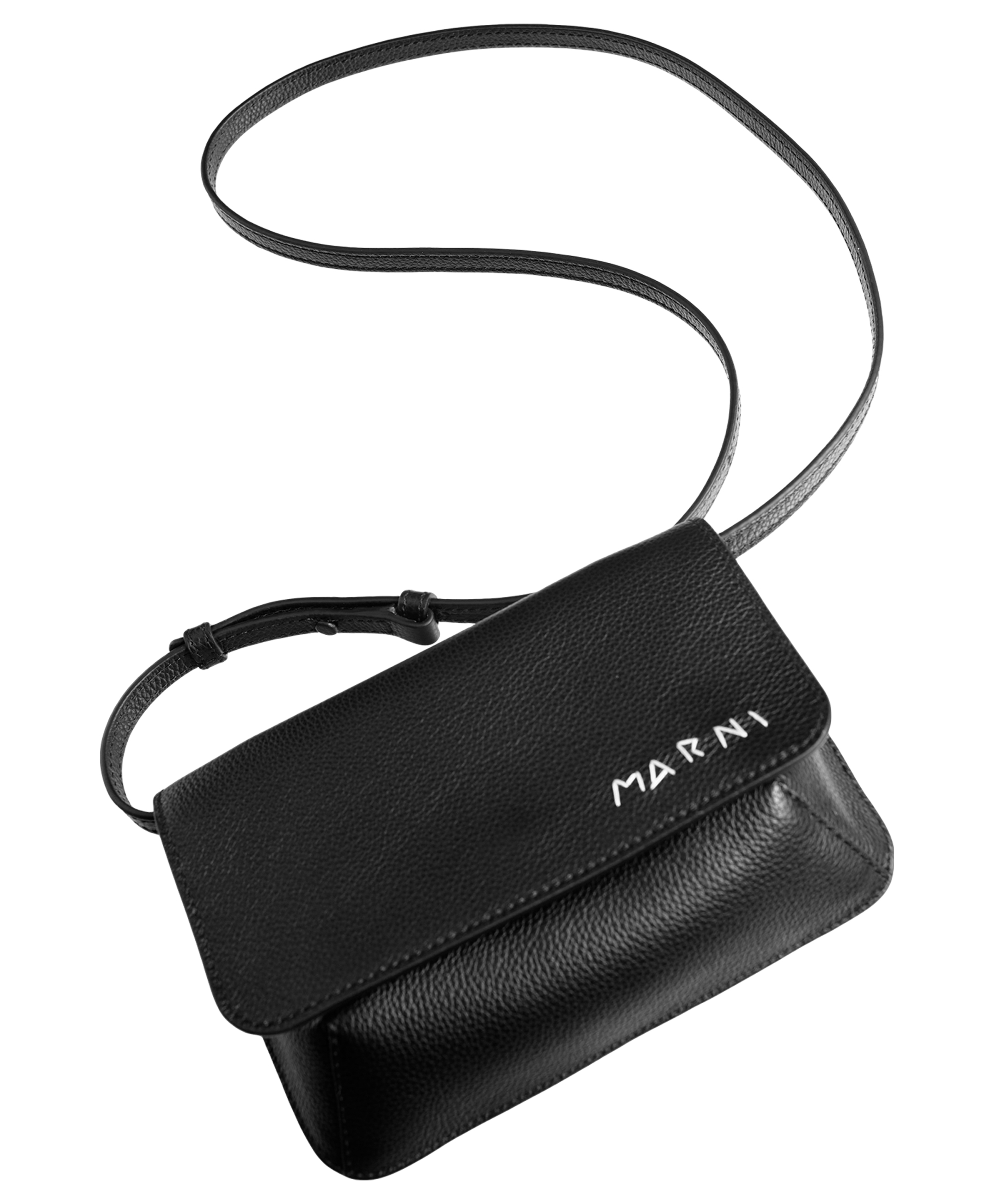 Кожаная сумка с вышитым логотипом Marni PHMO0038L4/P6533/00N99, размер One Size PHMO0038L4/P6533/00N99 - фото 1