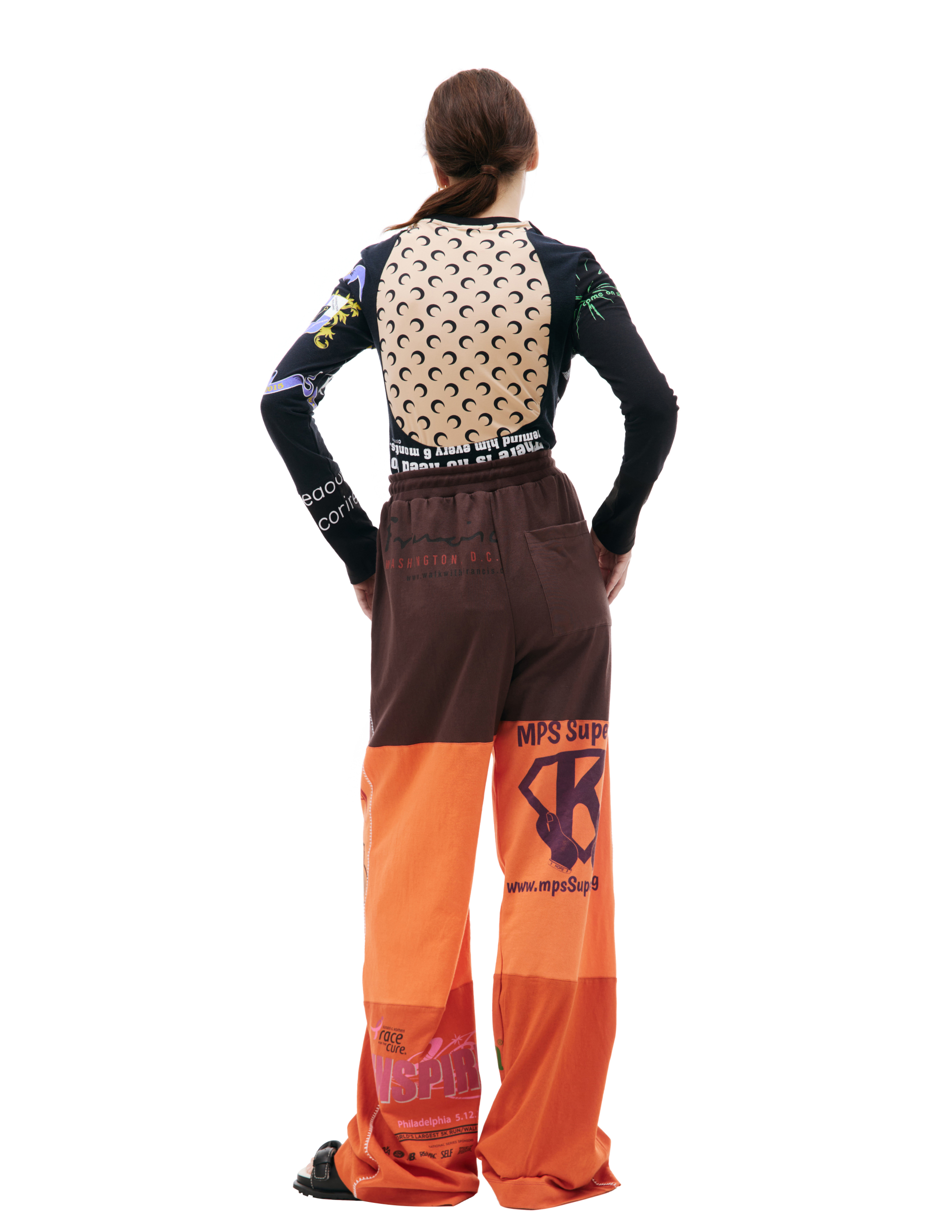 Спортивные брюки в стиле пэчворк MARINE SERRE UPA022/UJER0003/OR52, размер L;XL UPA022/UJER0003/OR52 - фото 3