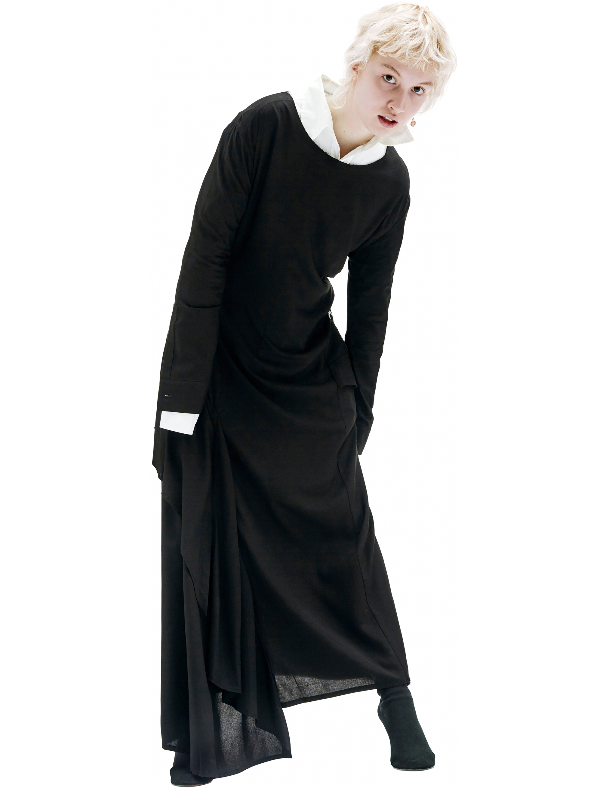 Платье в пол с асимметричным подолом - Yohji Yamamoto NR-D04-201-1 Фото 2