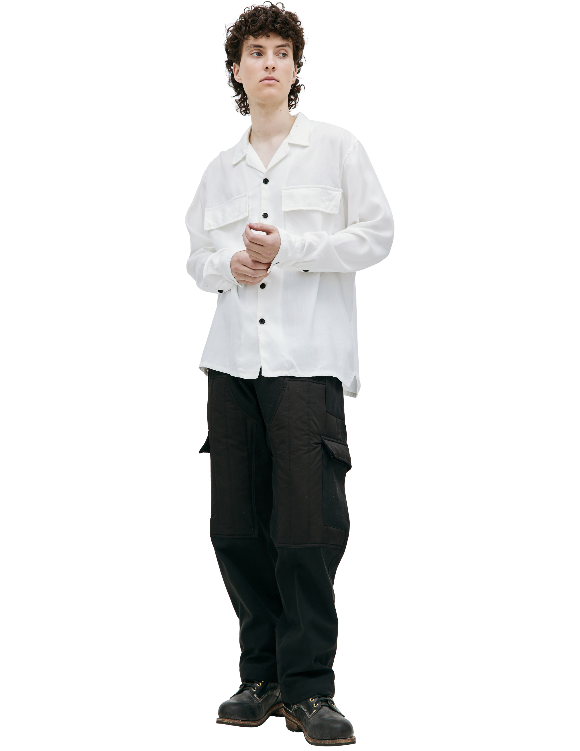 Белая рубашка с контрастными пуговицами BTFL BTFLSS23S009W, размер L;XL