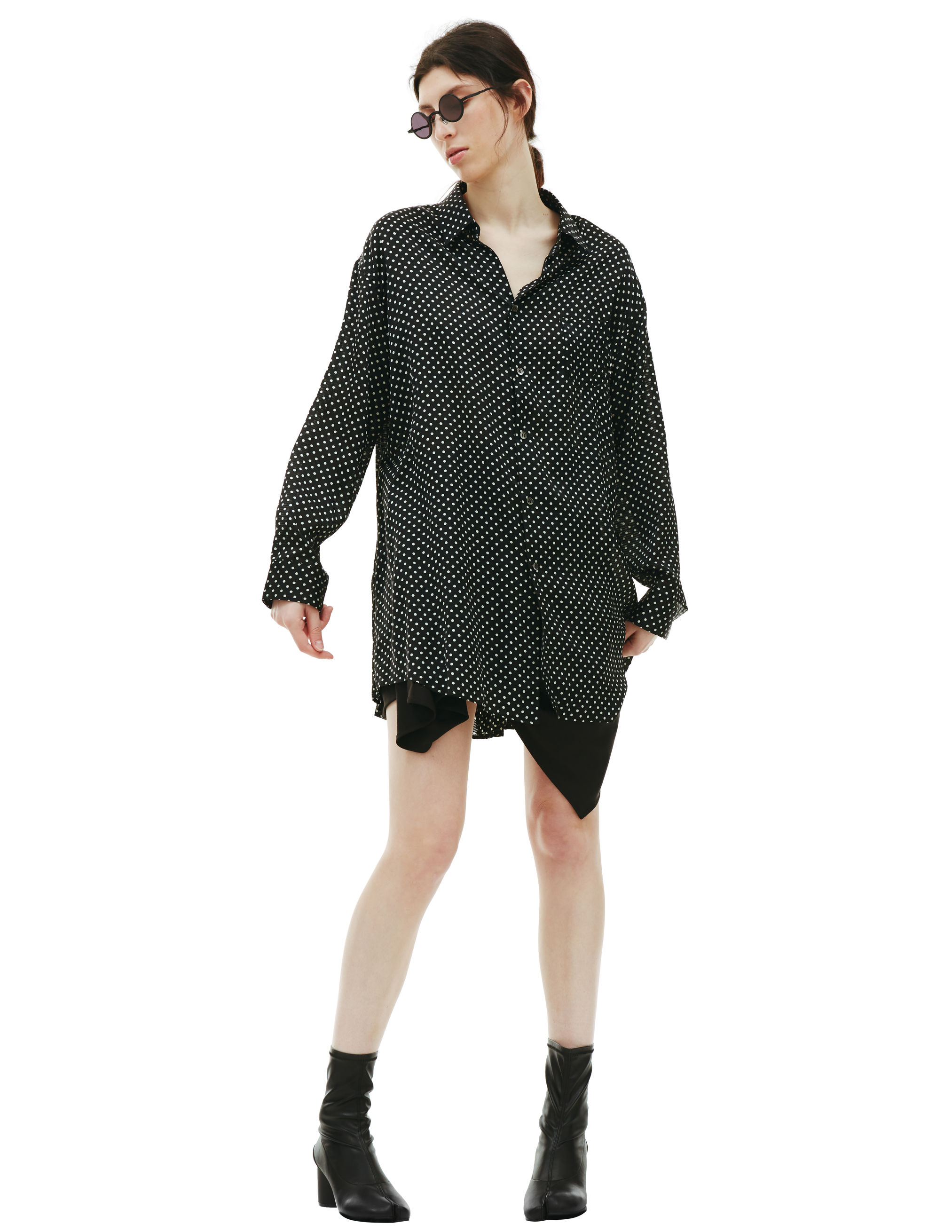 Черная блузка в горох Junya Watanabe JD-B003-051-1, размер 3607934278894;3607934278917 - фото 1