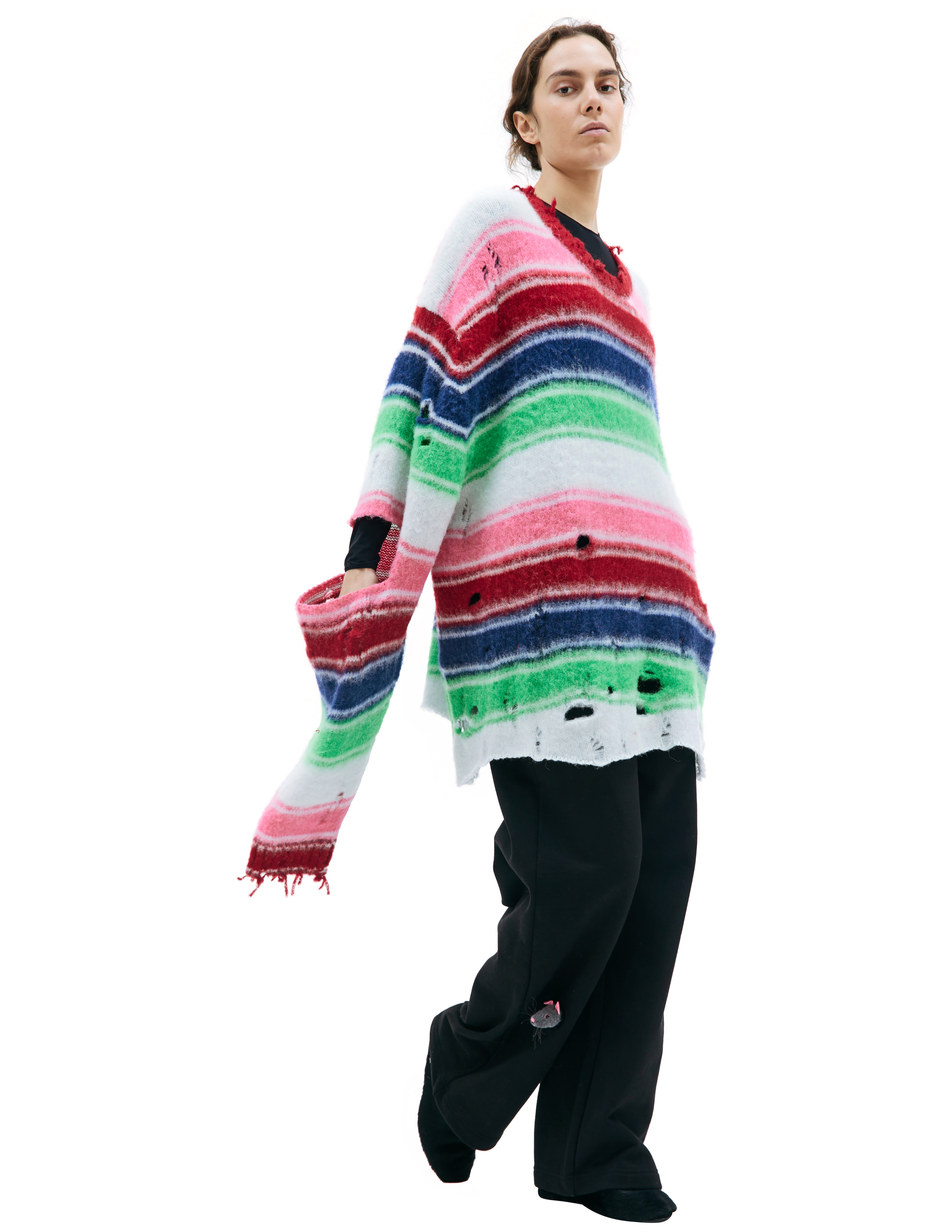 Оверсайз свитер в полоску Doublet 23AW54KN133/MULTI, размер One Size 23AW54KN133/MULTI - фото 1