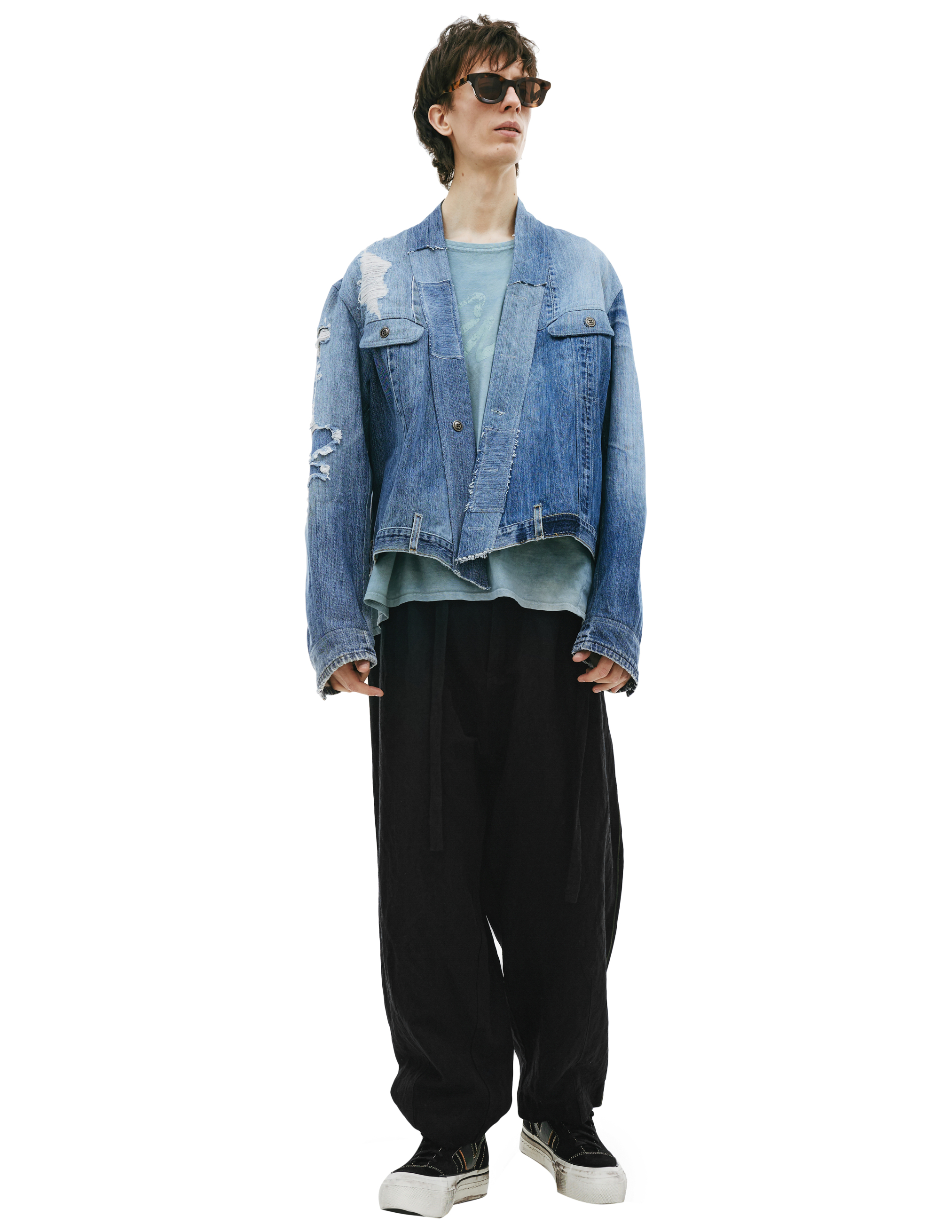 Джинсовая куртка с винтажным эффектом Greg Lauren FM017, размер 4;5