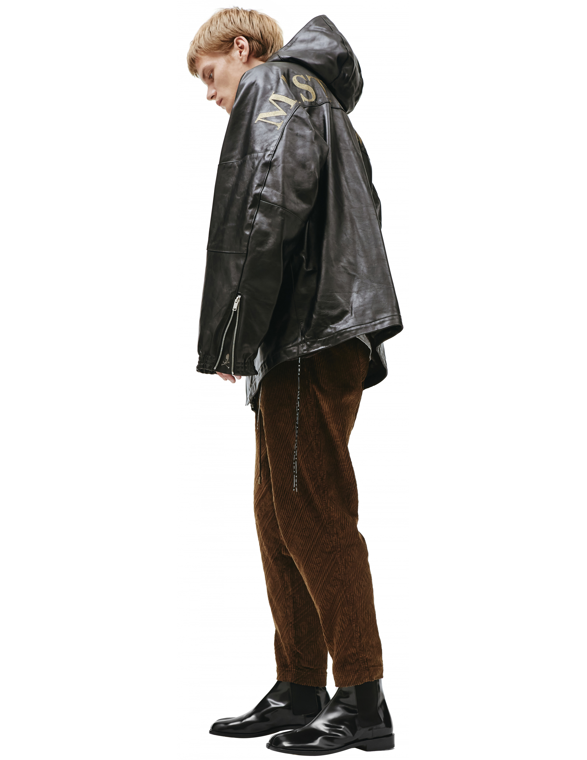 Черная кожаная куртка с логотипом Mastermind WORLD MJ21E07/BL028/700, размер L MJ21E07/BL028/700 - фото 2