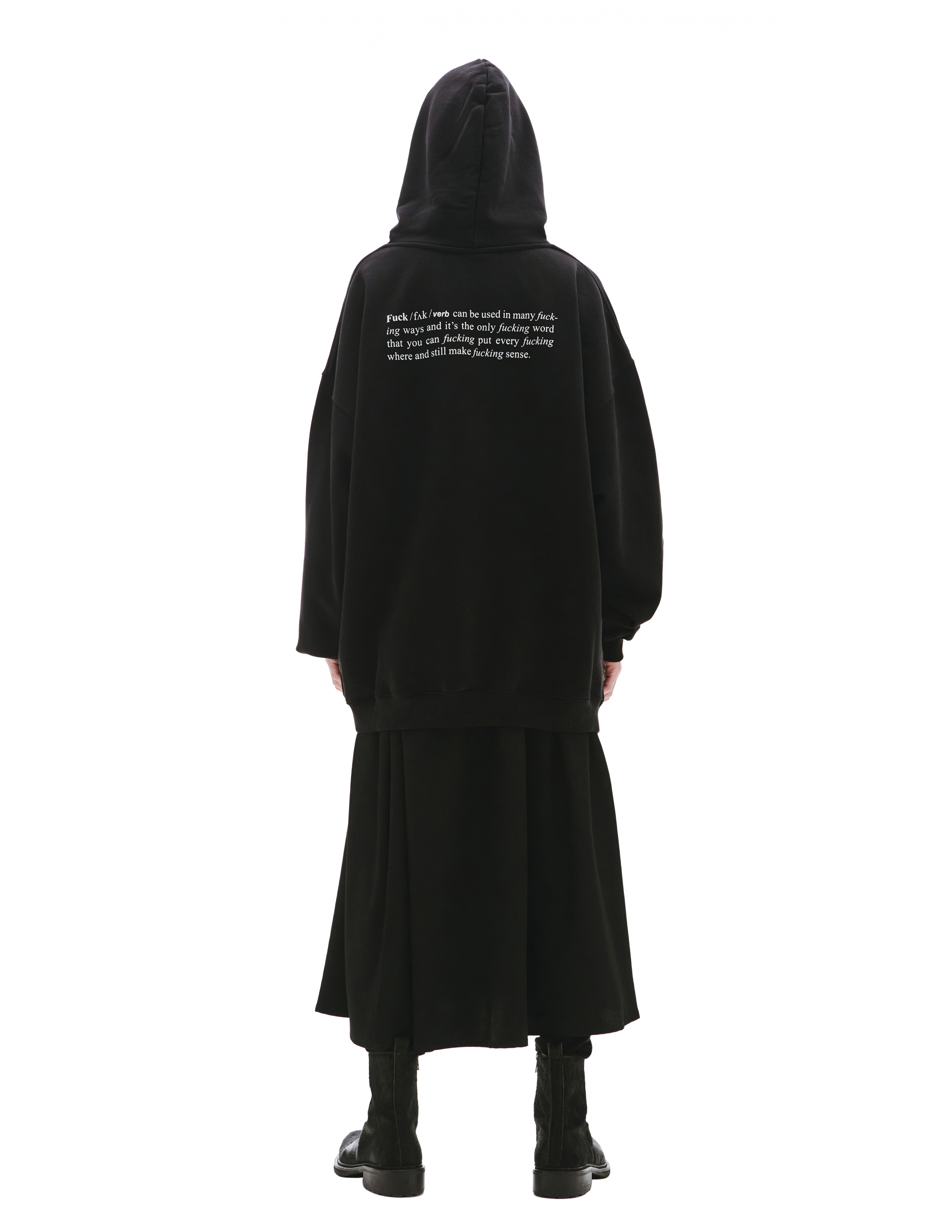 Черное худи с принтом Fuck Verb - Vetements  UA52TR660B/1601 Фото 3