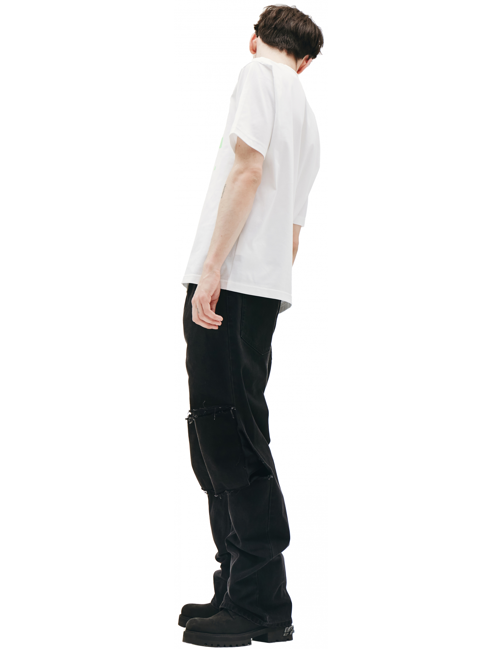 Белая хлопковая футболка с принтом Junya Watanabe WE-T025-051-1, размер L;M - фото 2