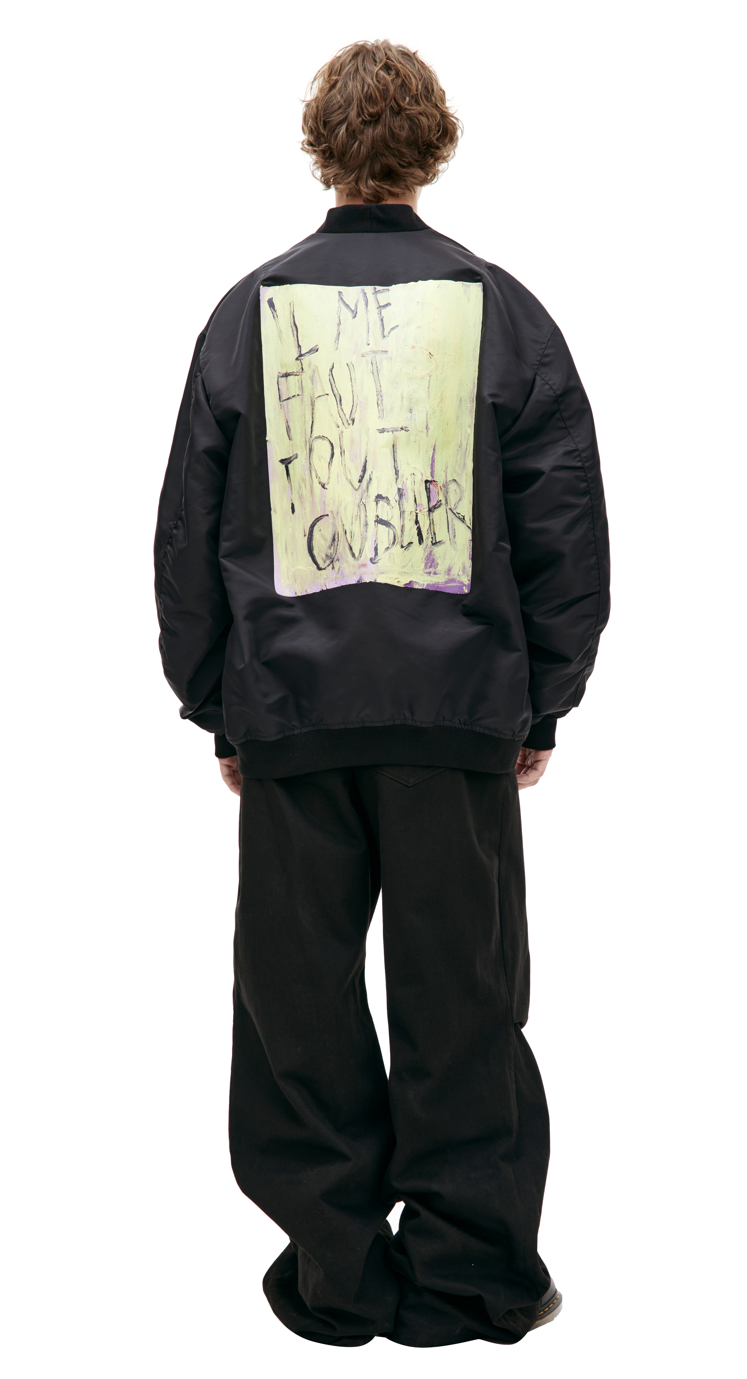 ジャケット・アウター RAF SIMONS RAF SIMONS Bomber Jacket With Print And Badge Black | Footshop